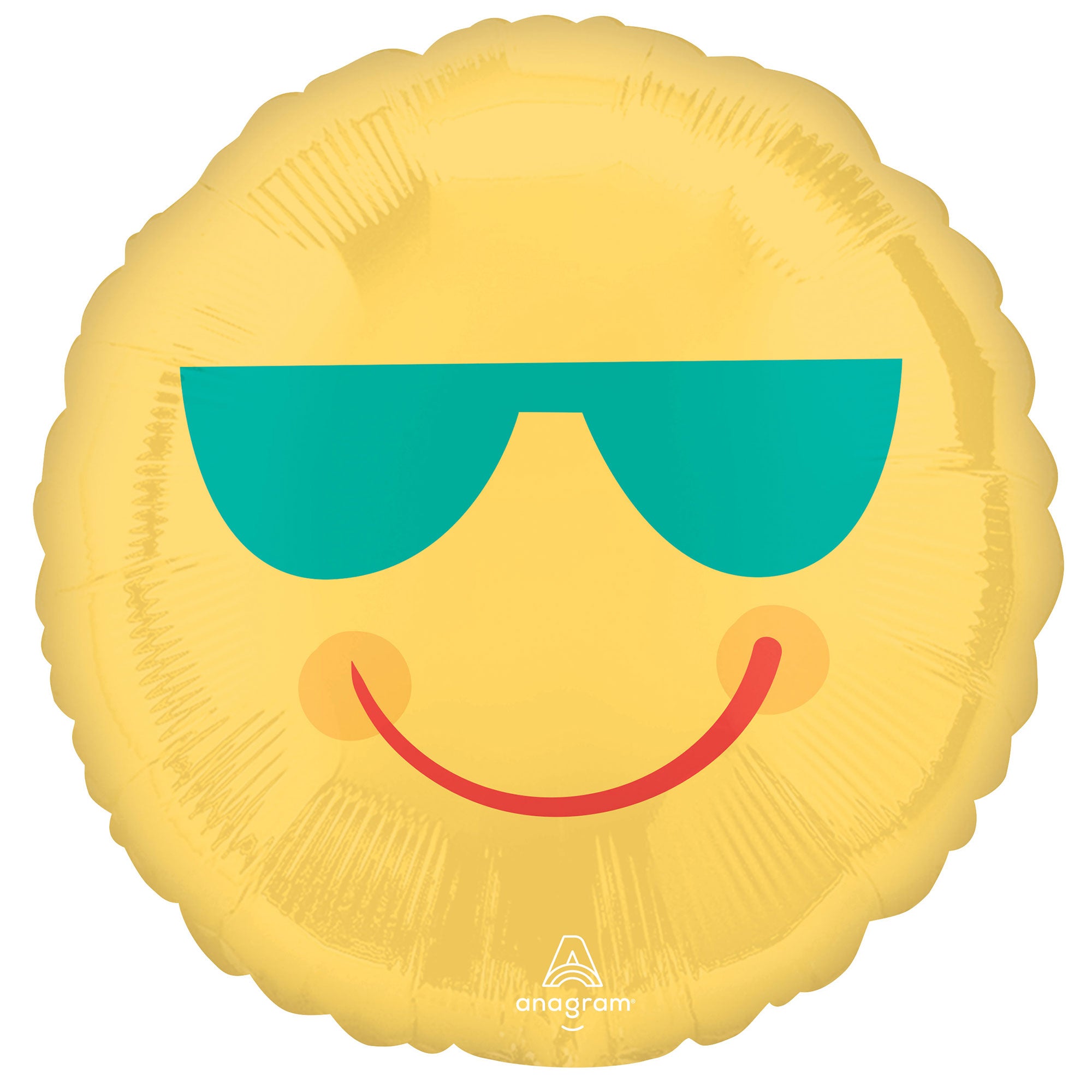 45cm Standard HX Yellow Smiley Face & Sunglasses Balloon - Perfect for Birthday Parties, Baby Showers & Festive Decorations