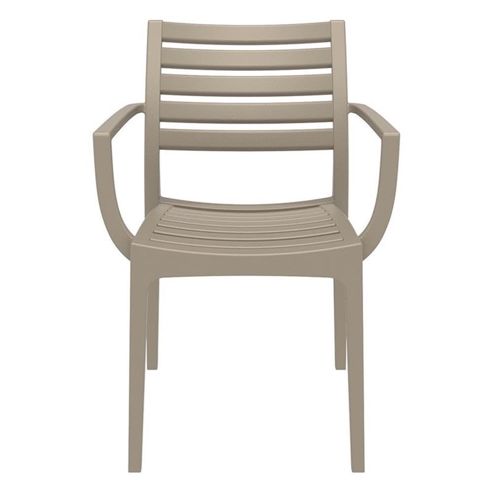 Artemis Outdoor Dining Arm Chairs in Dove Gray - Set of 2 Patio Furniture for Garden, Deck, and Poolside Relaxation