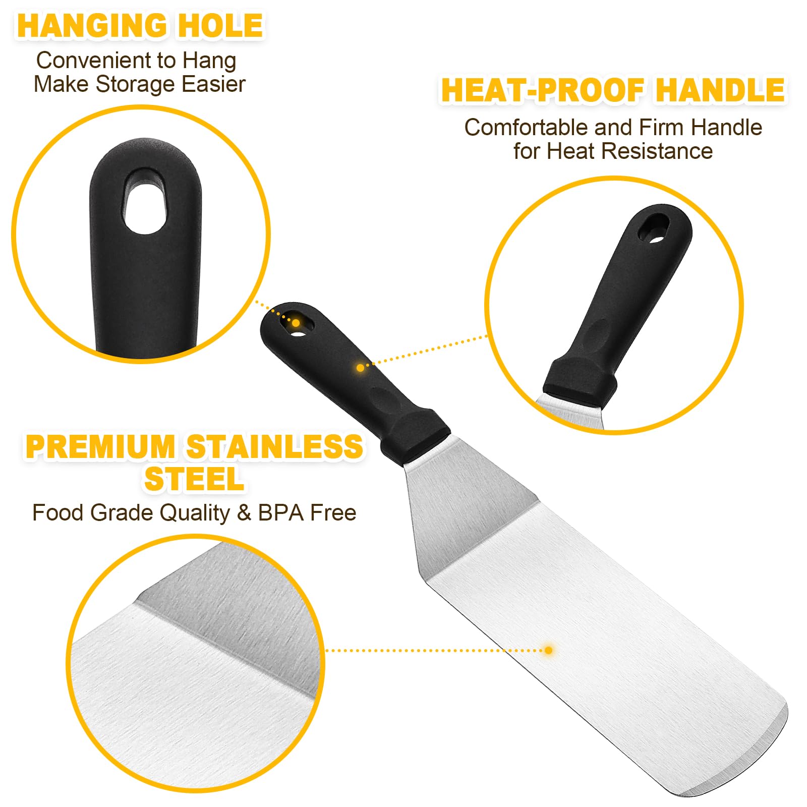 8PCS Griddle Accessories Tool Kit - Flat Top Grill Spatula Set for Blackstone & Camp Chef | Includes Turner, Scraper, Chopper, Oil Bottles & Carry Bag | Perfect for Outdoor BBQ, Backyard Grilling & Indoor Cooking | Great for Camping, Tailgating & Home Kitchen Use