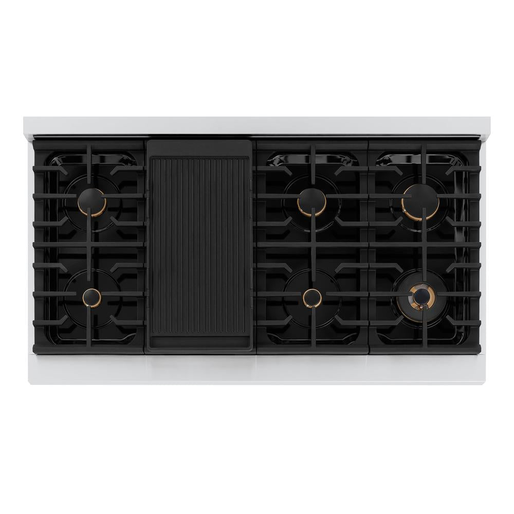 ZLINE 48-Inch Stainless Steel Gas Rangetop with 8 Brass Burners & Porcelain Cooktop - SRT BR 48 | Professional Kitchen Range for Home Chefs & Restaurants