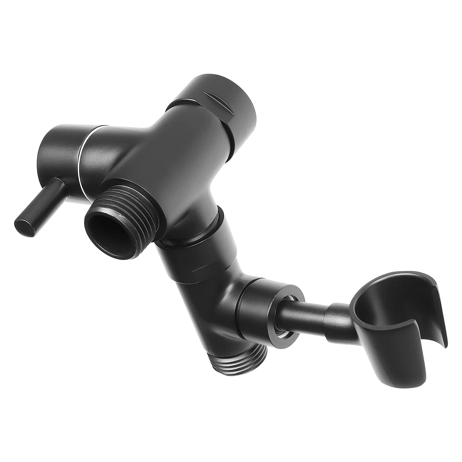 NearMoon All Metal 3-Way Shower Diverter Valve - G1/2 Thread Universal Bathroom Shower System Replacement Part with Handheld Shower Mount - Matte Black - Perfect for Dual Shower Head Setup in Home Bathroom Renovation