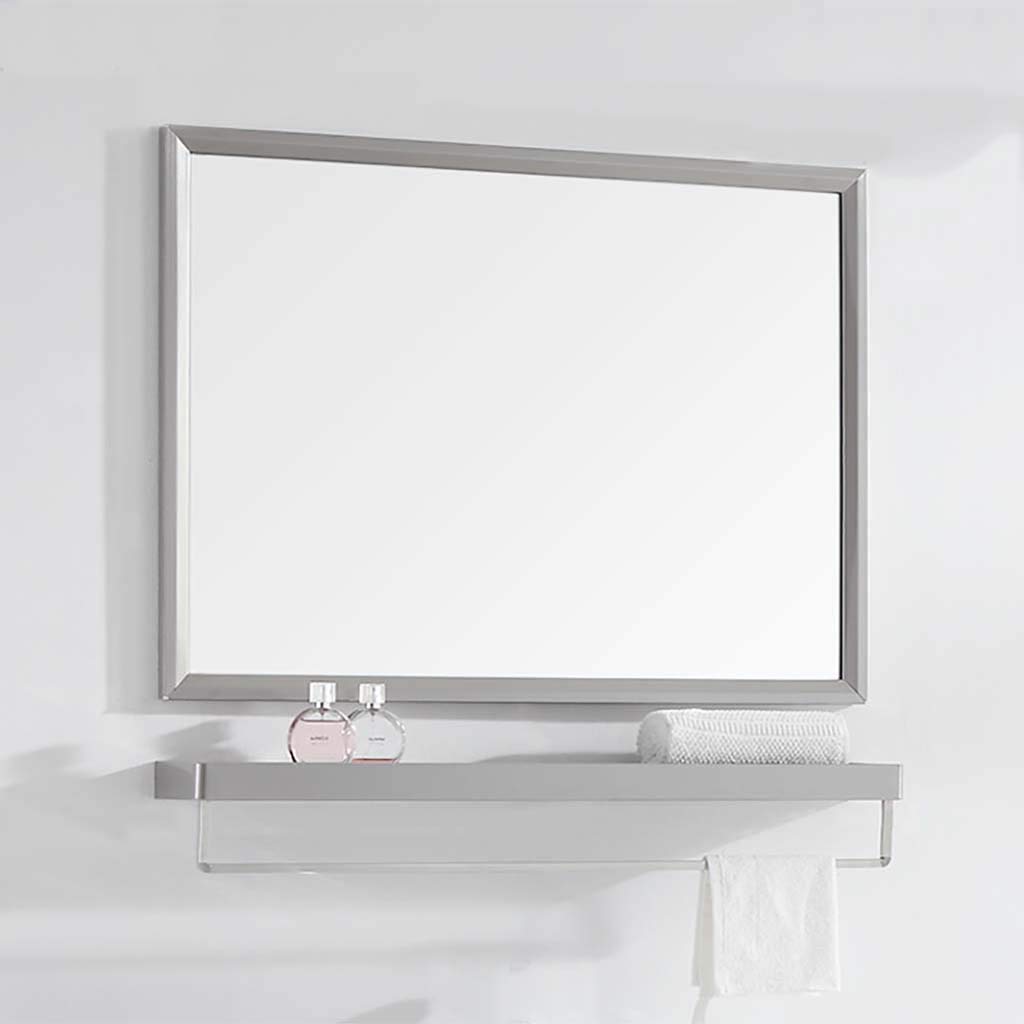 Stainless Steel Bathroom Mirror with Shelf & Towel Bar - Rectangle Wall Mounted Mirror with Hardware for Bathroom, Washroom - Perfect for Vanity, Shaving & Makeup Application