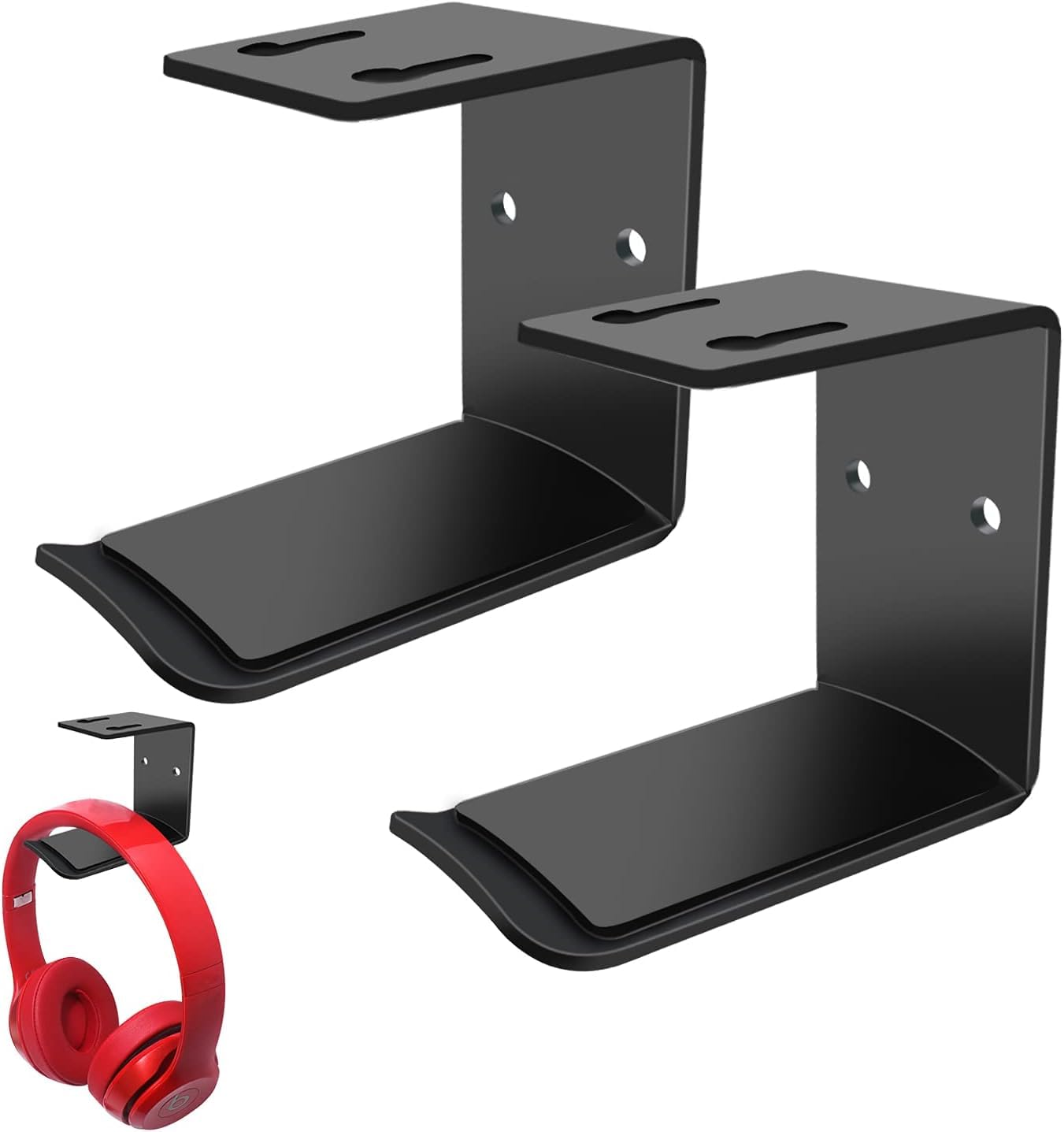 Libershine 2-Pack Headset Stand Holder with Strong Adhesive - Gaming Headphone Hook for Desk/Wall/Table - Perfect for Organizing Headphones, Cables & Controllers in Home Office & Gaming Setup