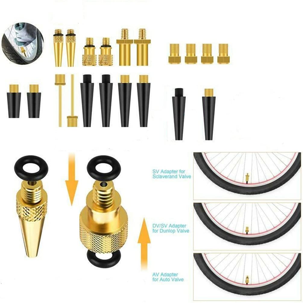 BESPORTBLE 21-Piece Bike Pump Adapter Set - Valve Adapters, Tire Inflator Needles & Accessories for Road/Mountain Bikes | Perfect for Cycling, Commuting & Outdoor Adventures