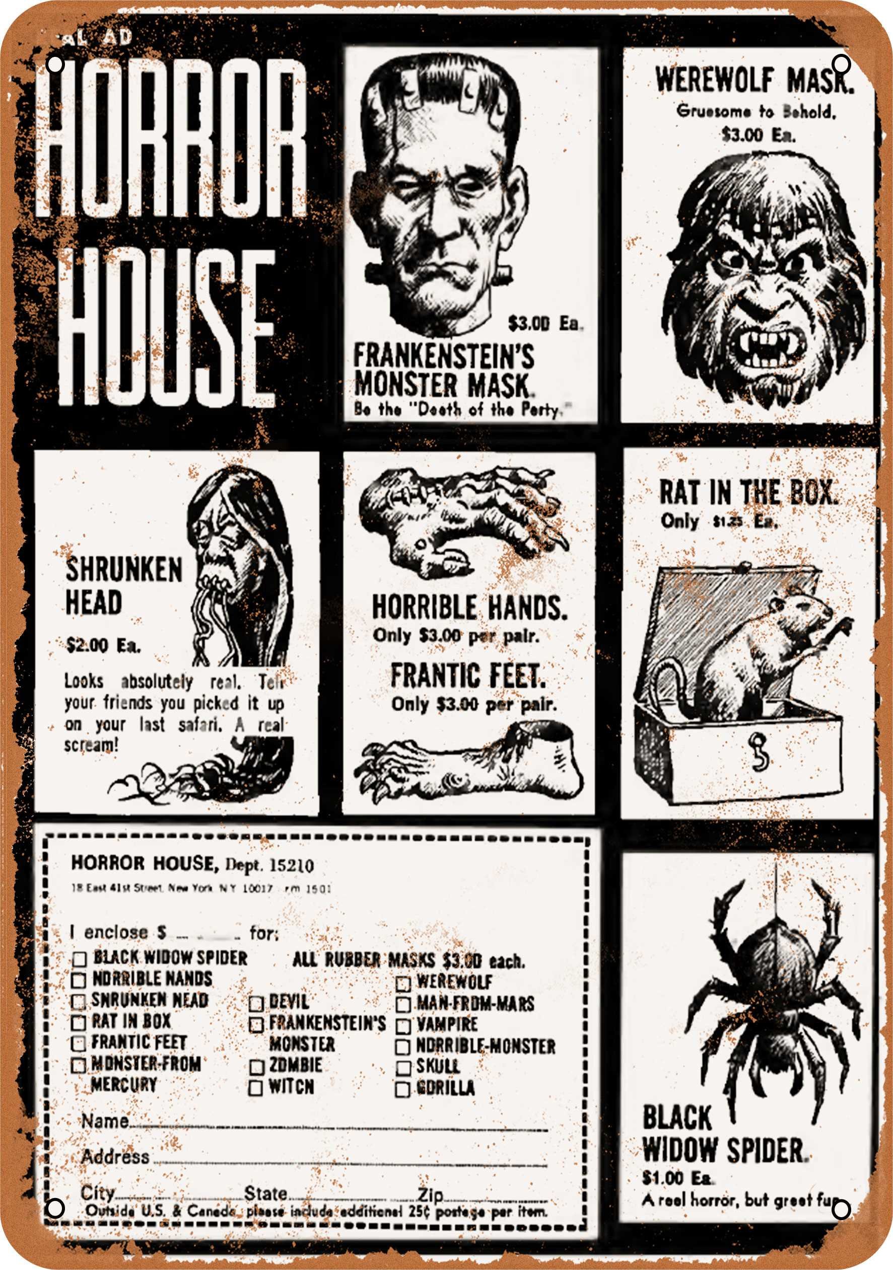 10 x 14 Inch Vintage Metal Sign - 1971 Horror House Scary Decor - Gothic Wall Art for Halloween, Haunted House, Bar, Man Cave & Horror Movie Room