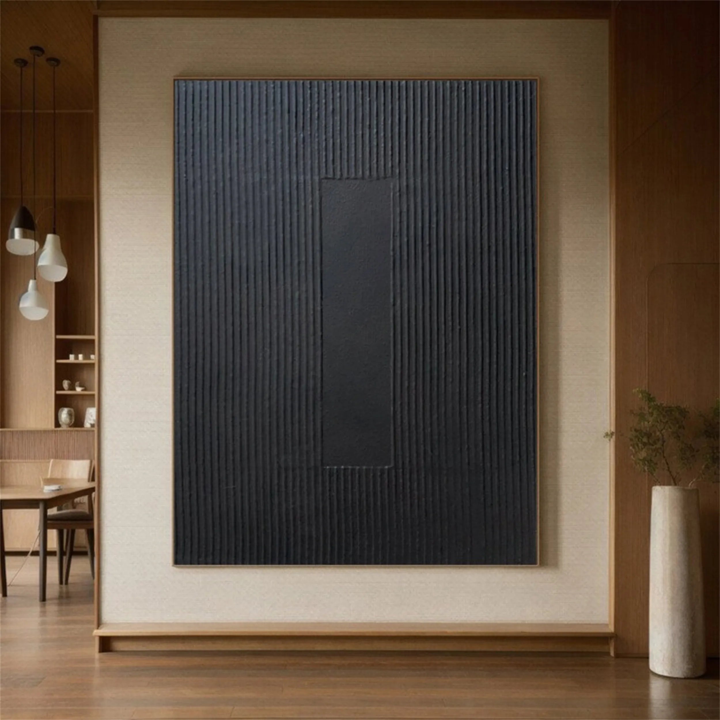 Black Minimalist Textured Painting Canvas #MZ086 - Modern Abstract Wall Art for Living Room, Bedroom & Office Decor