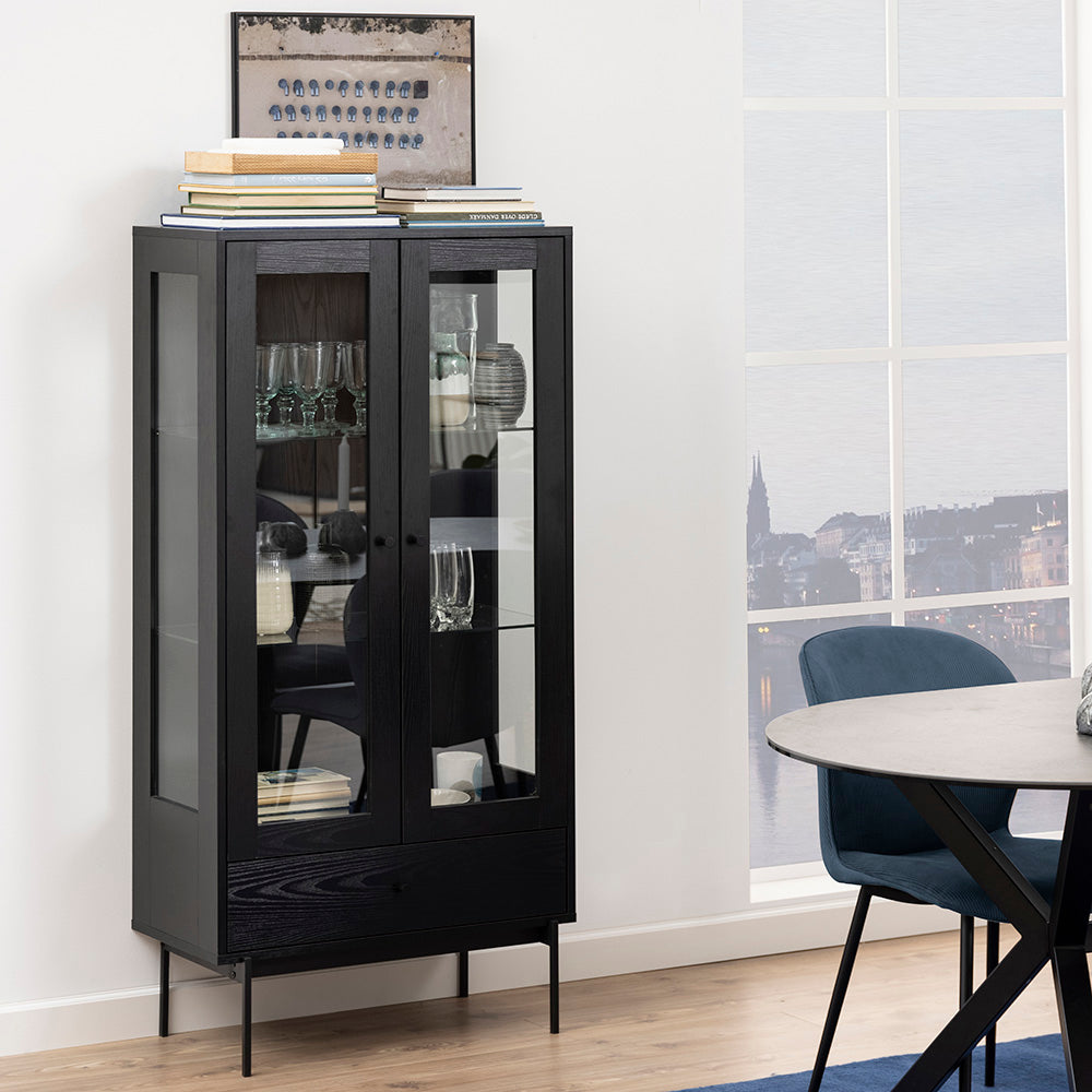KREMAN 75cm Black Display Unit - Modern Shelf for Living Room, Bedroom & Office Storage & Organization