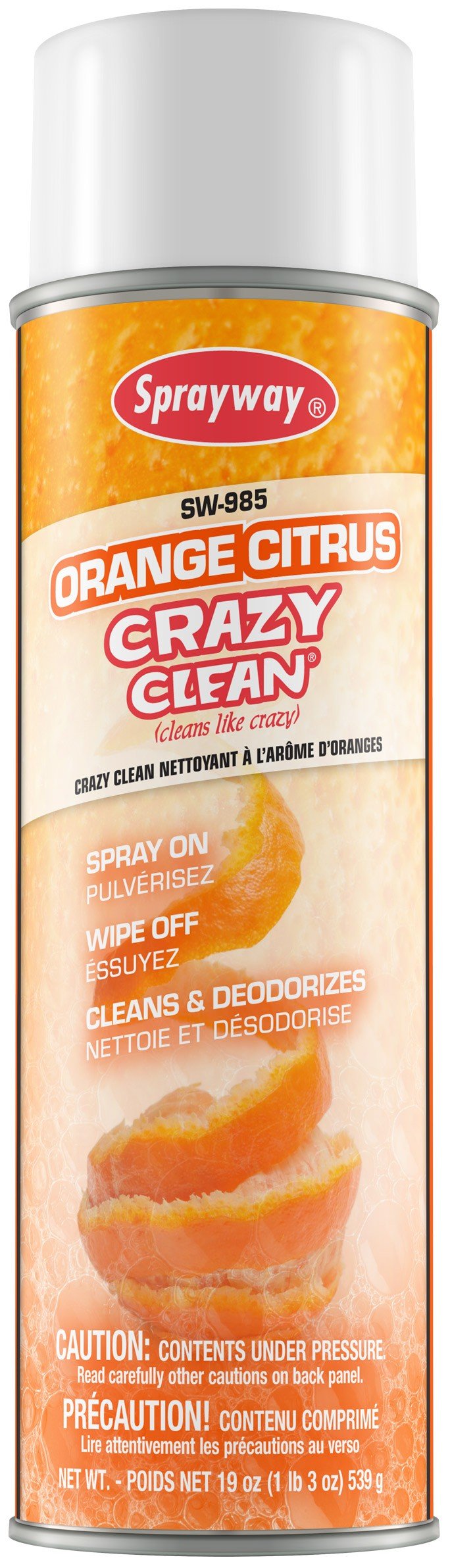 Sprayway SW985 Orange Citrus Crazy Clean Multi-Surface Cleaner - 12/Case - Powerful Degreaser for Kitchen, Bathroom & Garage