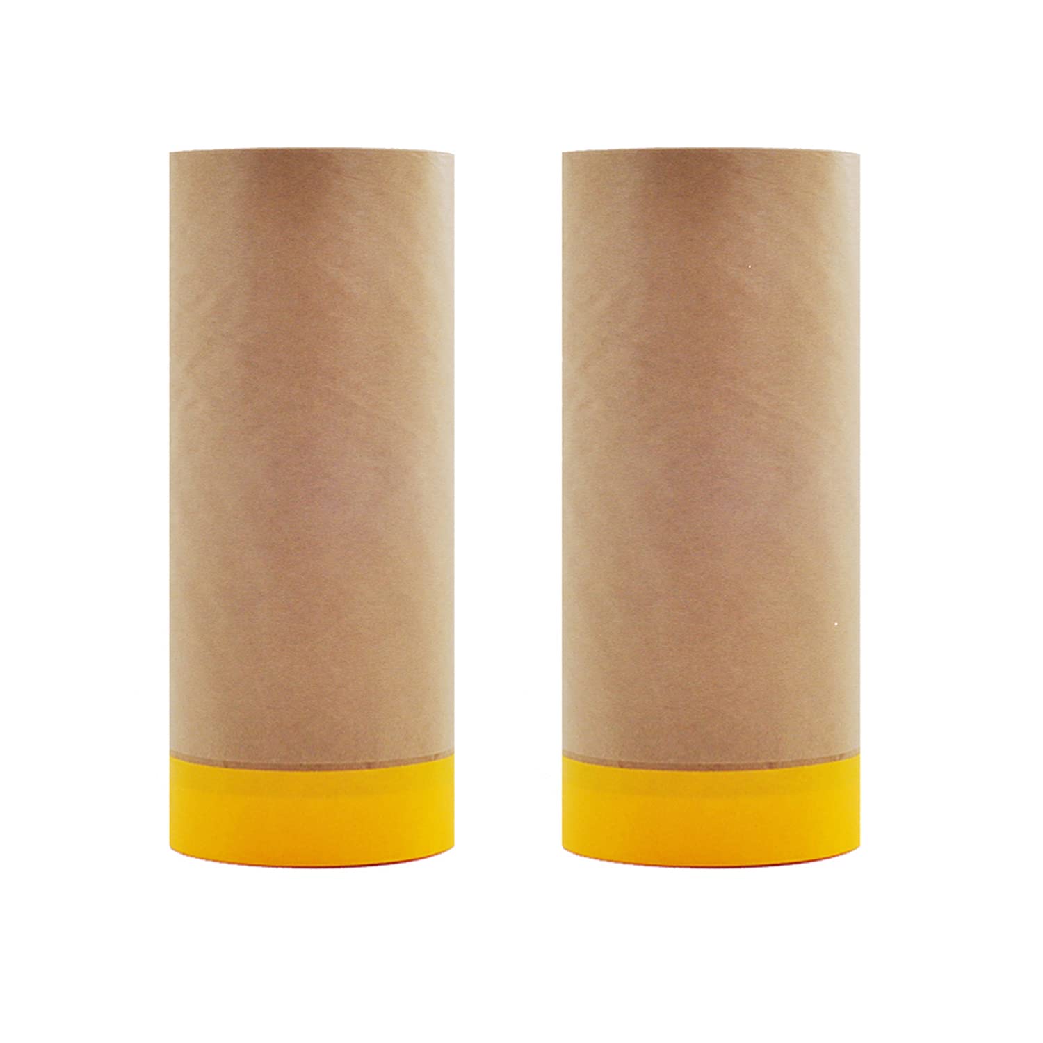 12 Inch x 50 Feet Adhesive Masking Paper Roll for Painting - 2 Pack, Waterproof Painters Paper with Tape for Automotive & Home Painting Protection | Perfect for Wall, Furniture & Car Paint Projects