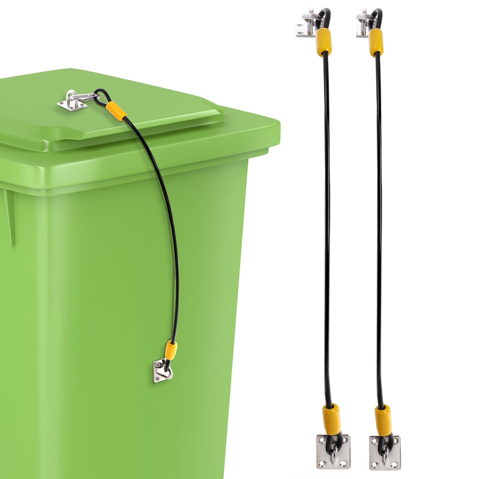 Dicunoy 2 Pack Heavy Duty Stainless Steel Trash Can Locks - Secure Outdoor Garbage Bin Lids from Animals, Squirrels, Dogs & Raccoons | Perfect for Backyards, Parks, Camping & Bear Country Use