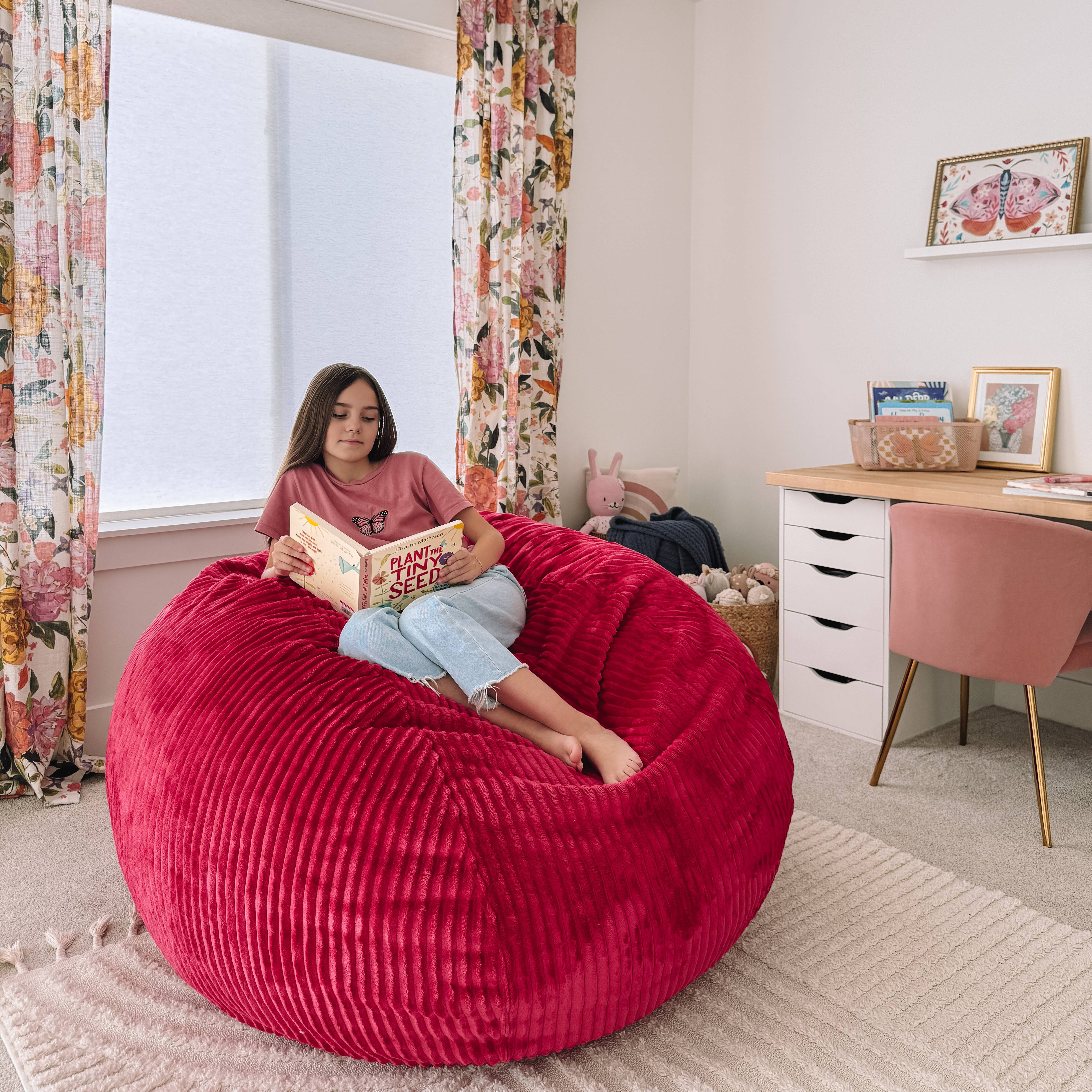 Premium Queen Size Bean Bag Chair - Ultra Soft Plush Corduroy Fabric for Living Room, Bedroom & Game Room Relaxation
