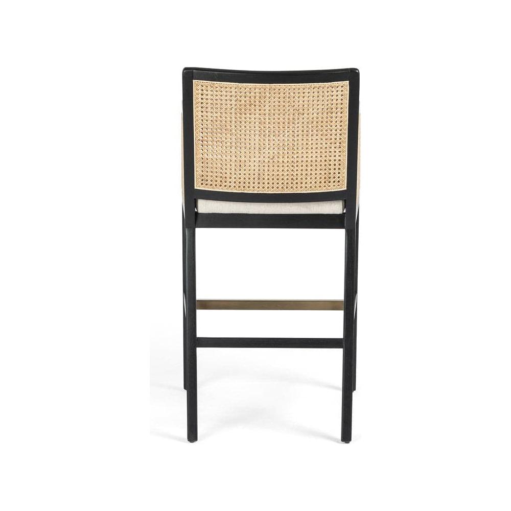 Antonia Bar Stool - Ebony Wood with Savile Flax Upholstery - Adjustable Height Counter Stool for Kitchen Island, Bar or Dining Room - Perfect for Home, Restaurant and Rental Use