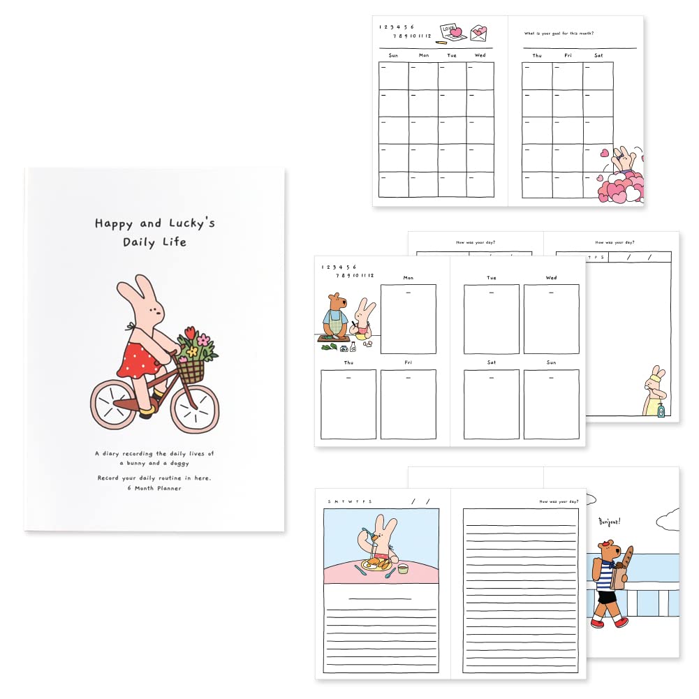 Monolike Happy & Lucky 6-Month Academic Planner - Weekly & Monthly Organizer with Bicycle Design | Perfect for Students, Teachers & Office Use