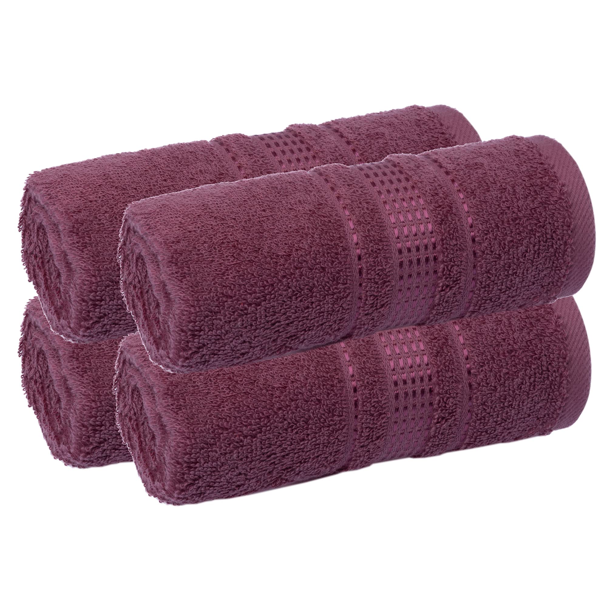 Premium 4-Pack Turkish Cotton Fingertip Towels | 100% Cotton Small Hand Towels for Face & Body | 12x18 Inch Soft, Absorbent & Quick-Dry Bath Towels (Dark Reddish-Purple) | Perfect for Gym, Spa, Travel & Guest Bathrooms