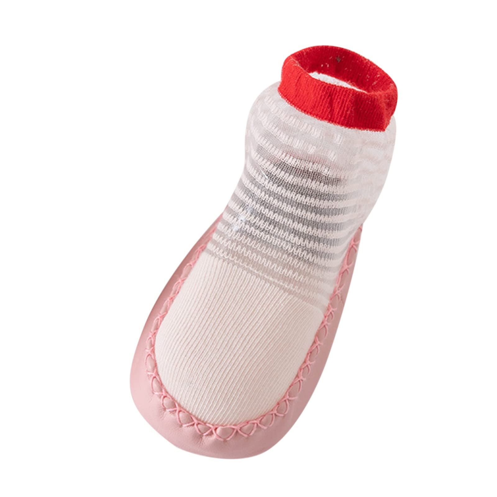 **Soft Sole Infant Toddler Shoes - Breathable Non-Slip Striped Hollow Design Baby Sandals (Pink, 0-6 Months) - Perfect for Indoor Play, First Steps & Summer Outings**