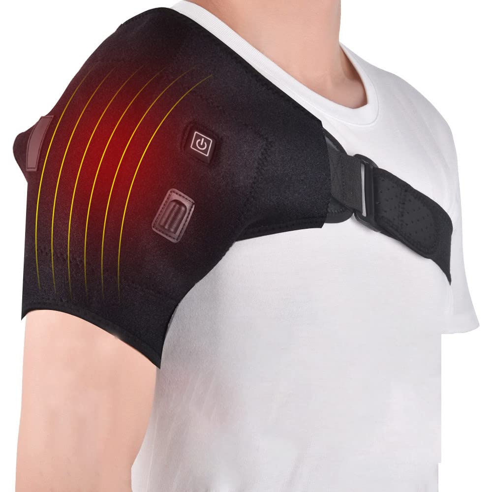 Heated Shoulder Brace for Pain Relief - Adjustable Hot & Cold Therapy Wrap for Frozen Shoulder, Bursitis, Tendonitis - Ideal for Work, Sports & Daily Comfort
