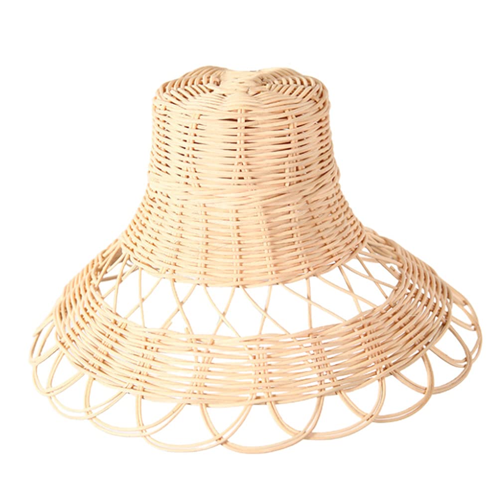 DOITOOL Rattan Lamp Shade - Handwoven Flower Shaped Wicker Light Cover for Chandelier, Table, Wall, Floor & Ceiling Lamps - Boho Home Decor for Living Room, Bedroom & Patio