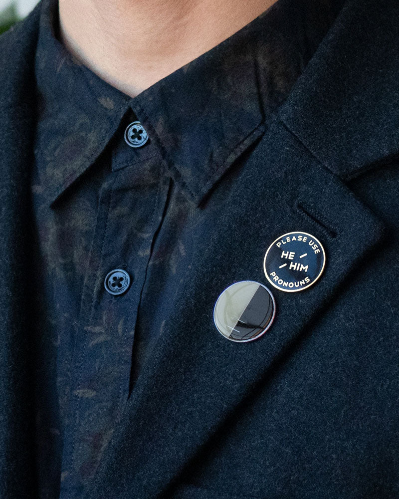 He/Him Gender Pronoun Pin - LGBTQ+ Pride Ally Badge for Backpacks, Jackets & Work ID Lanyards - Show Support for Transgender & Nonbinary Colleagues