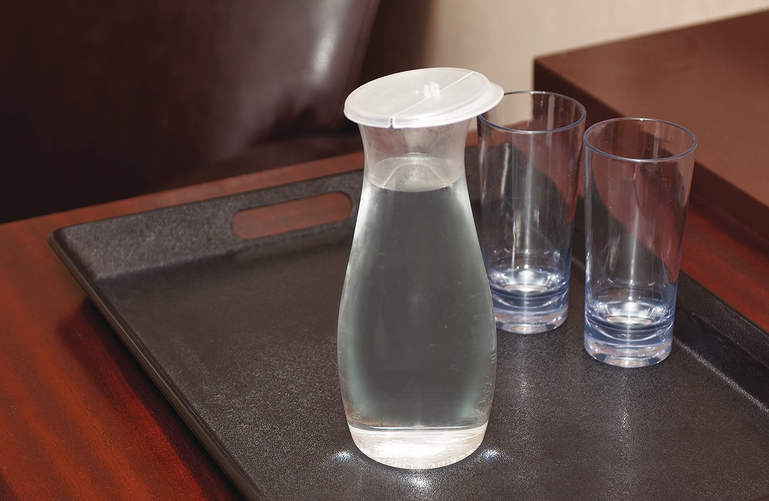 Carlisle 7090307 Cascata 1.5L Clear Plastic Juice Carafe - BPA-Free Beverage Dispenser for Restaurants, Catering & Home Use (Pack of 12) - Perfect for Iced Tea, Lemonade, Party Drinks & Refrigerator Storage