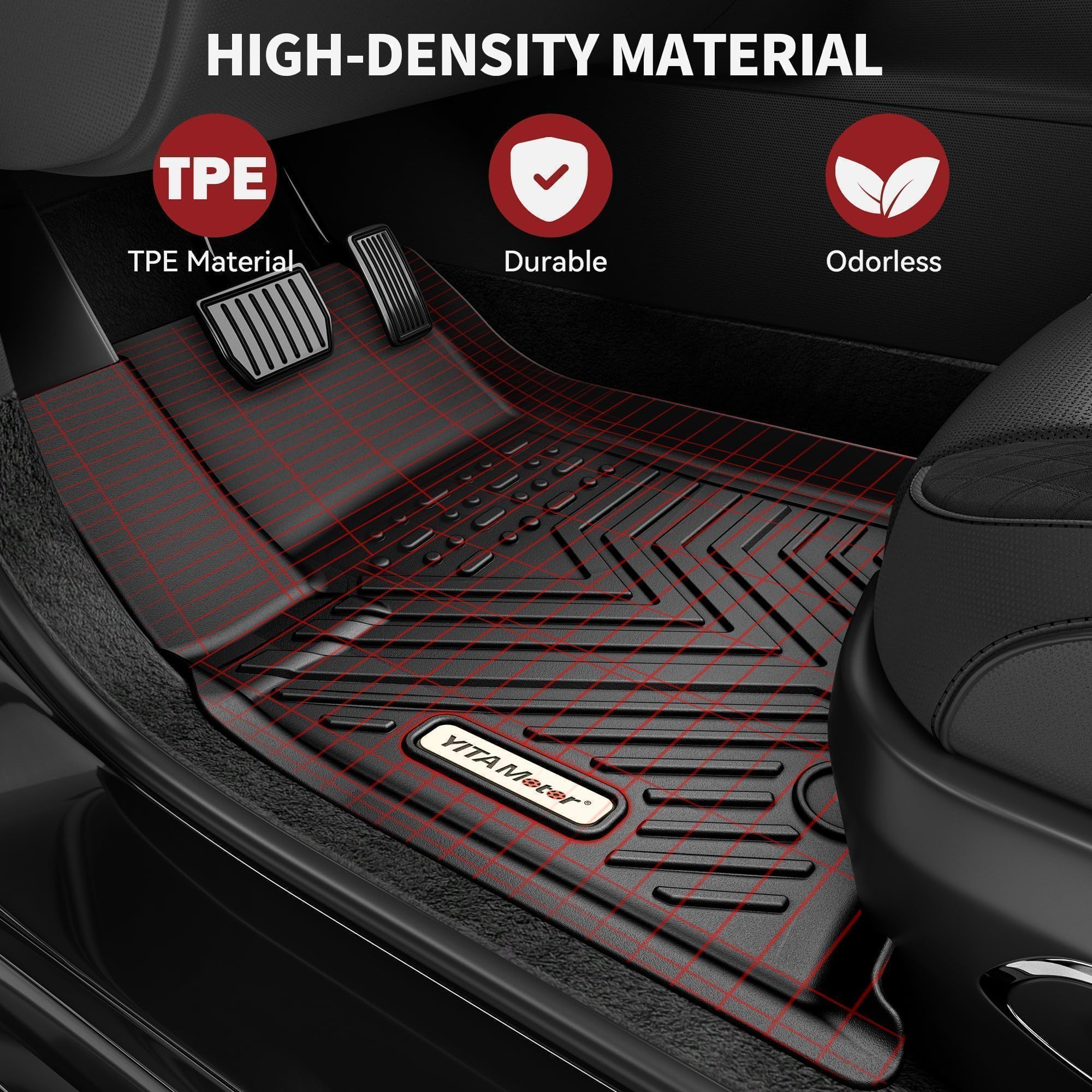 YITAMOTOR Custom Fit TPE All-Weather Floor Mats & Cargo Liners for 2022-2025 Jeep Grand Cherokee (Including 4xe, Excludes L/WK Models) - 1st & 2nd Row + Trunk Protection - Black - Perfect for Off-Roading, Daily Commutes & Family Road Trips