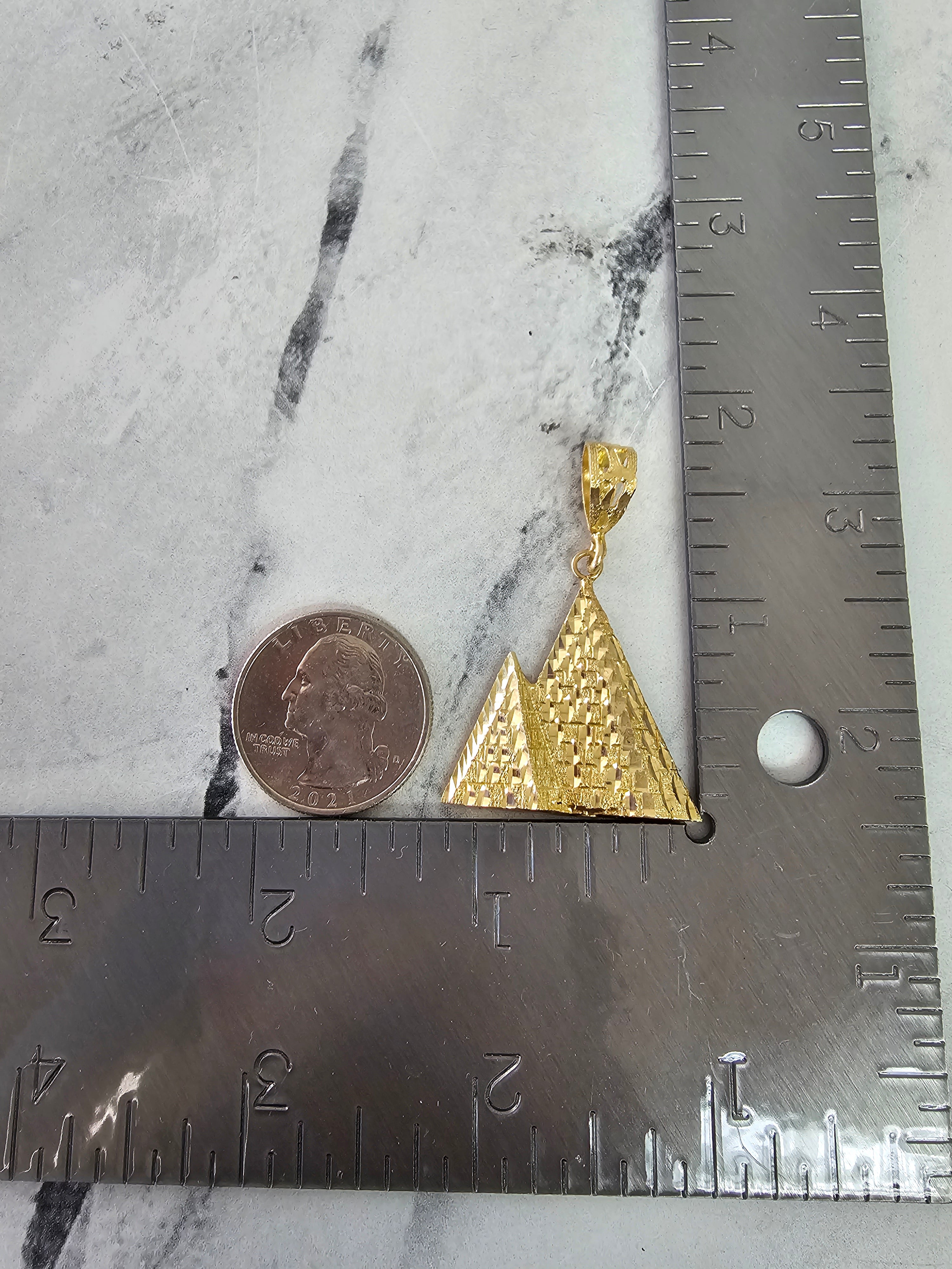 10K Yellow Gold Pyramid Pendant with Diamond Cuts - Elegant Jewelry for Women, Perfect for Gifts, Parties, and Everyday Wear