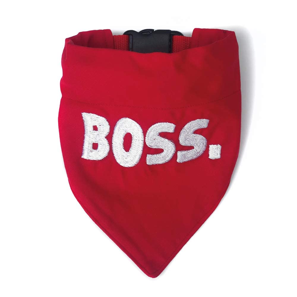 BOSS Dog Bandana & Scarf with Adjustable Collar - Tuxedo Style Pet Accessory for Large Dogs (Red, XL) - Perfect for Weddings, Parties & Special Occasions