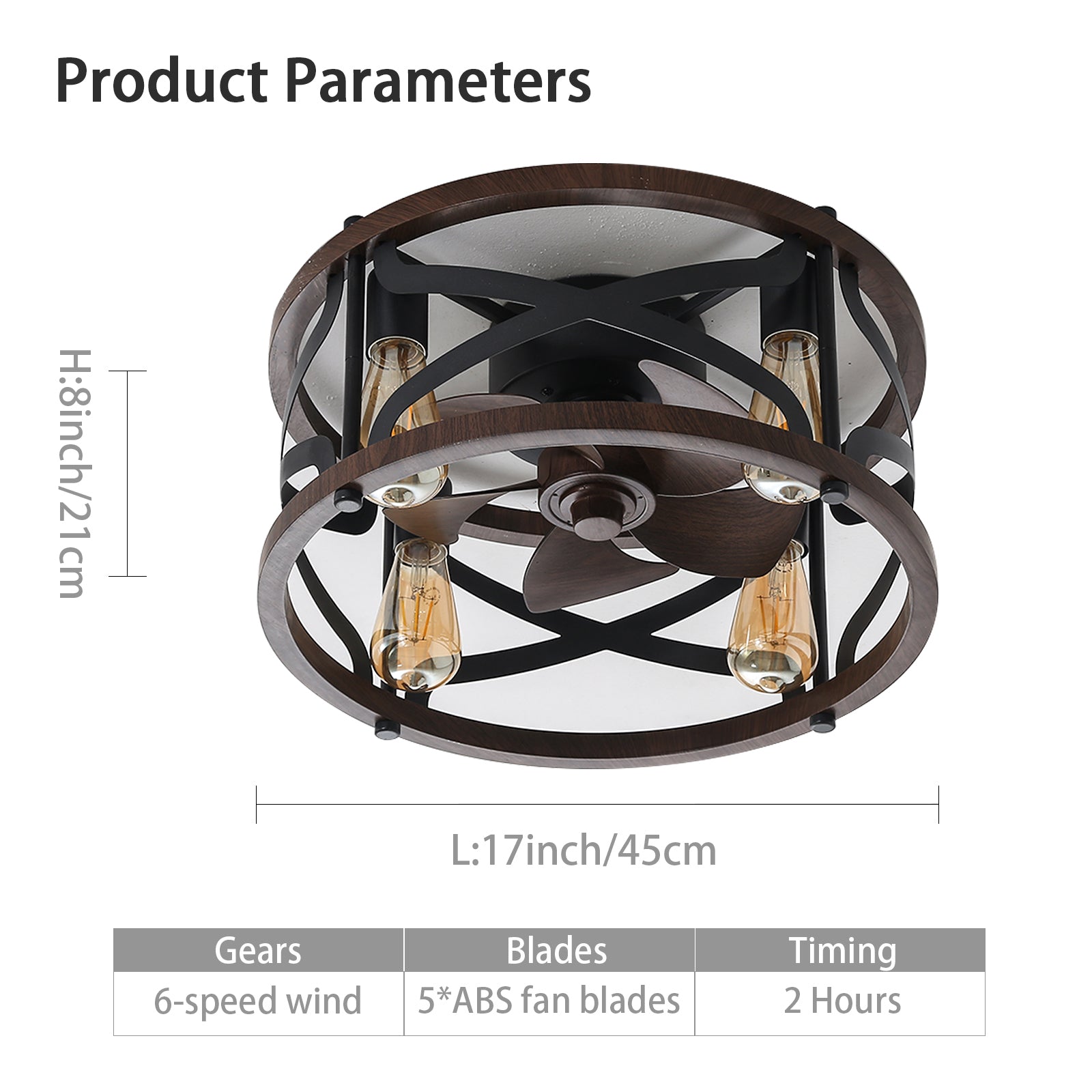 18 Inch Caged Ceiling Fan with Lights and Remote Control - Smart APP Control for Home, Bedroom, Living Room - Industrial Style Cooling & Lighting Solution (Note: Bulbs Not Warranted)