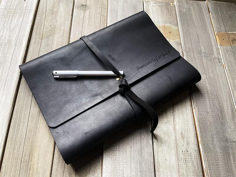 Personalized Black Leather Wrap Journal - Custom Name & Date - Perfect for Travel, Writing & Gift Giving