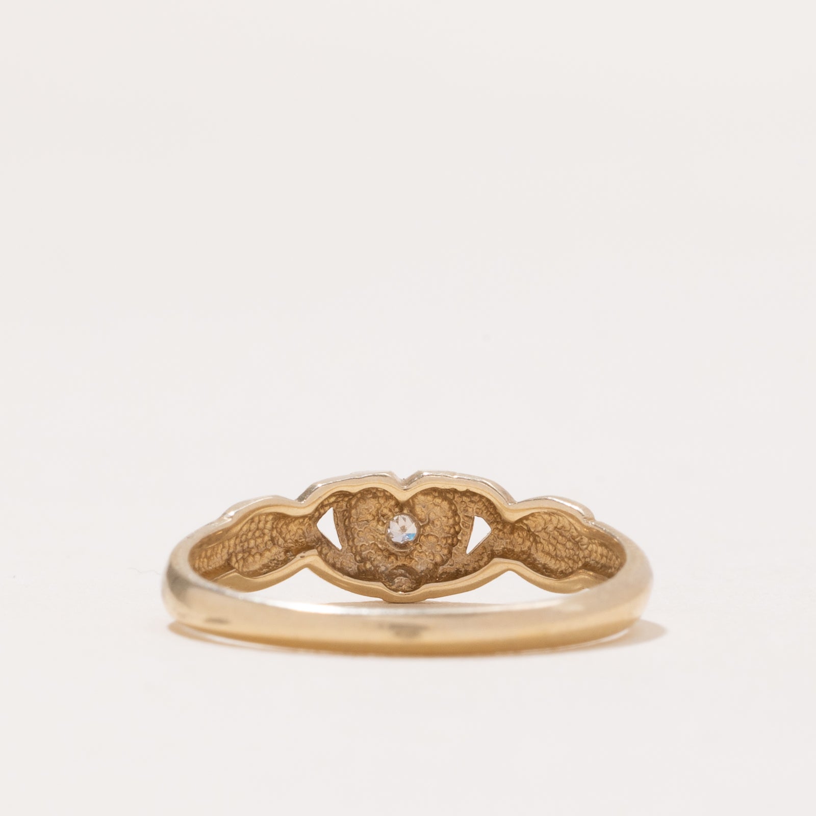 0.005ct Diamond Heart Twisted Ring - Size 6.25 - Elegant Stackable Band for Women - Perfect for Valentine's Day, Anniversary & Everyday Wear