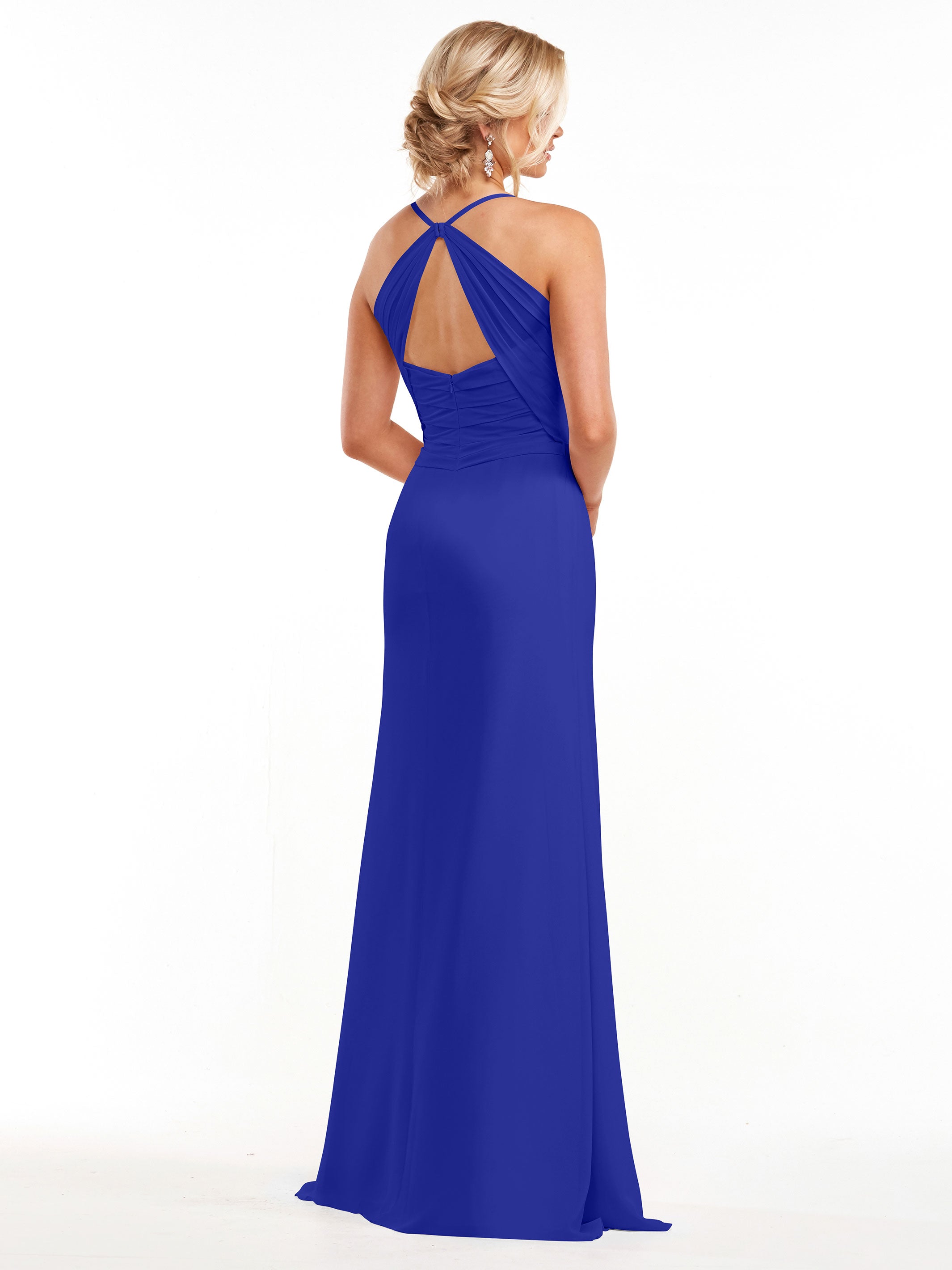 Elegant A-Line Chiffon Bridesmaid Dress with High Slit - Perfect for Weddings, Formal Events & Evening Parties