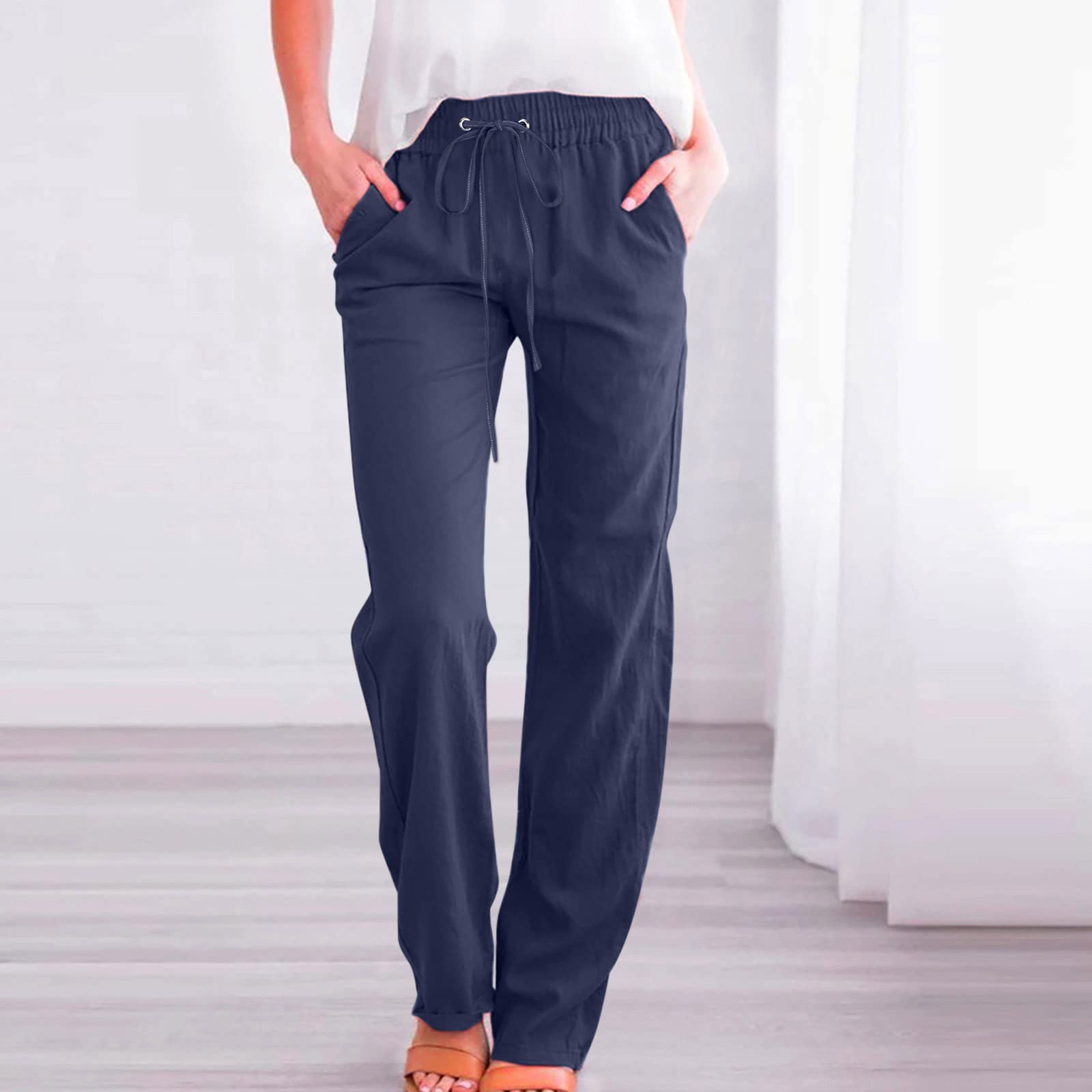 Women's Linen Pants - Breathable Palazzo Pants for Spring & Summer | Casual & Dressy Wide Leg Trousers | Perfect for Beach, Office & Vacation Outfits