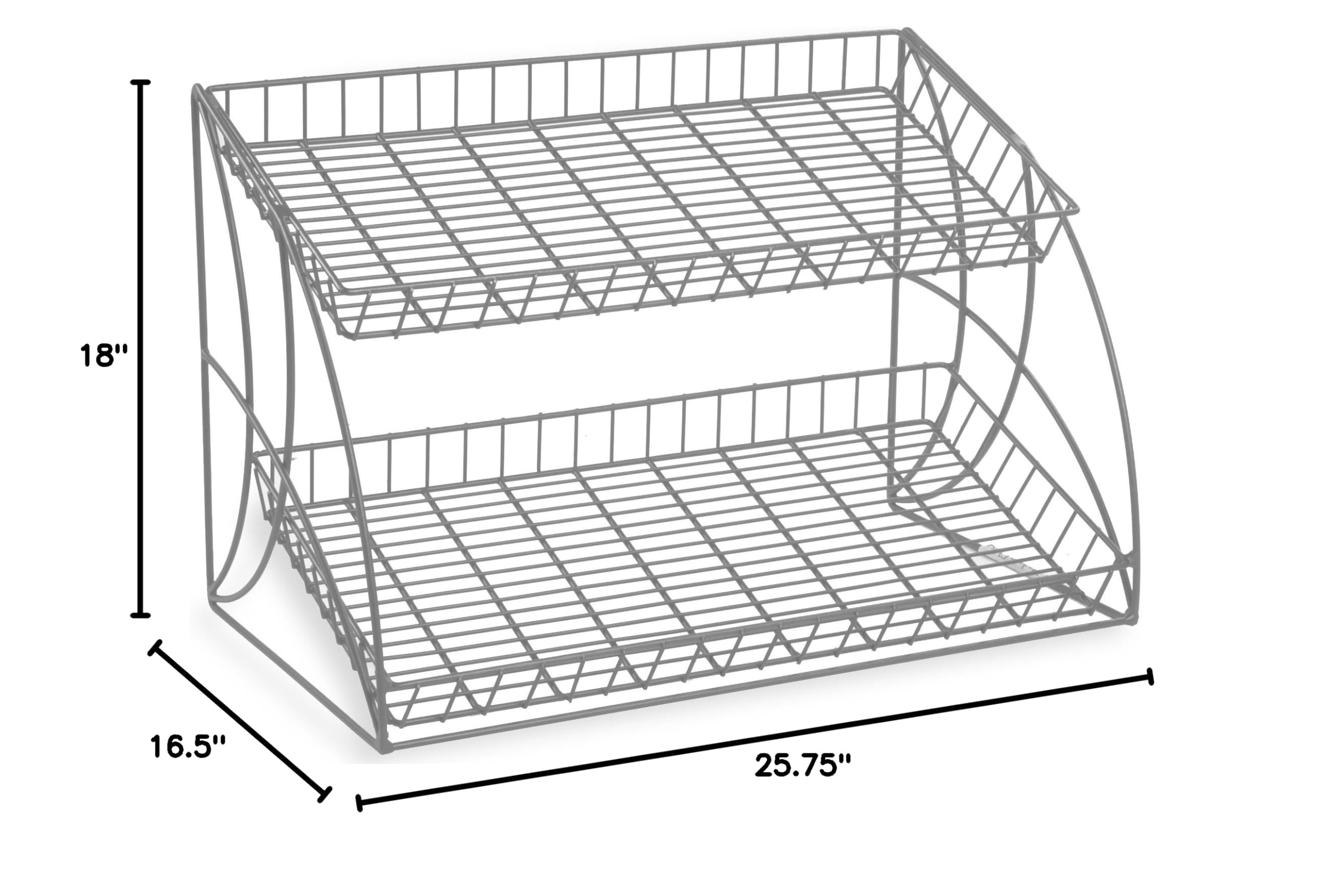 Displays2go Countertop Steel Wire Rack with 2 Shelves - Sturdy Metal Organizer for Kitchen, Office, or Retail Display - Perfect for Storing Spices, Books, or Merchandise