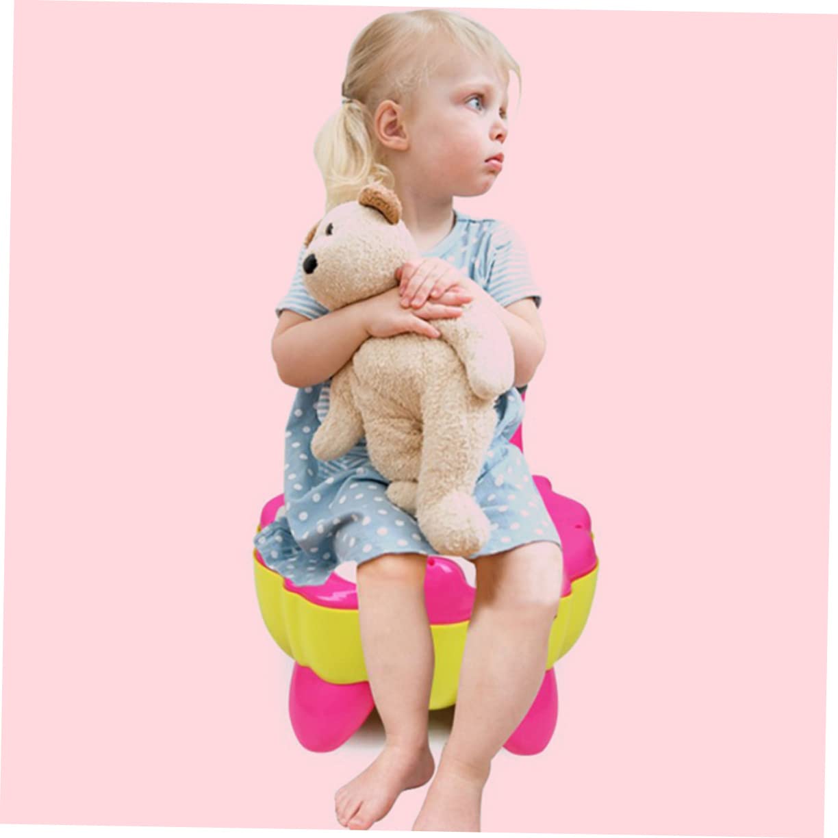 ANDRESLAD Portable Travel Potty for Kids - Foldable Car Seat Toilet with Handle, Lightweight & Compact PP Green Potty - Perfect for Road Trips, Camping & Outdoor Adventures