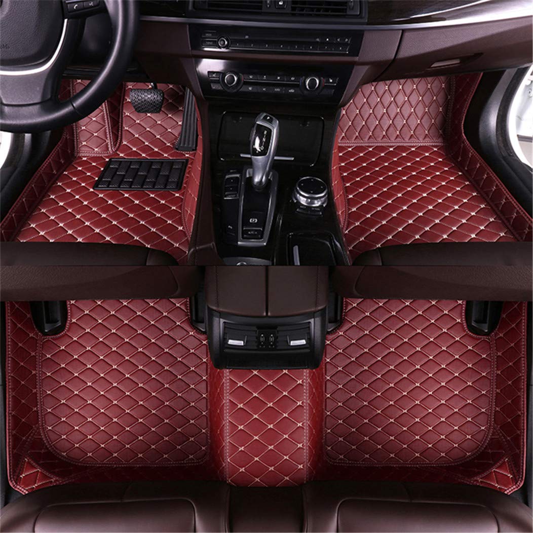 Custom Fit Leather Car Floor Mats for Infiniti QX30 QX50 QX60 QX70 QX56 QX80 - Premium Full Coverage Carpet Liners with Red Wine Pattern - Perfect for All-Weather Protection & Luxury Interior Upgrade