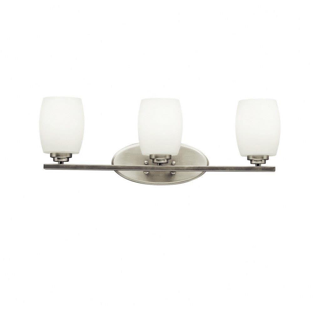 Kichler Eileen 24 Inch 3-Light Bathroom Vanity Light Fixture - Brushed Nickel Finish with Satin Etched Opal Glass Shade | Perfect for Bathroom Makeup Mirror Lighting, Dressing Room Illumination & Modern Home Decor