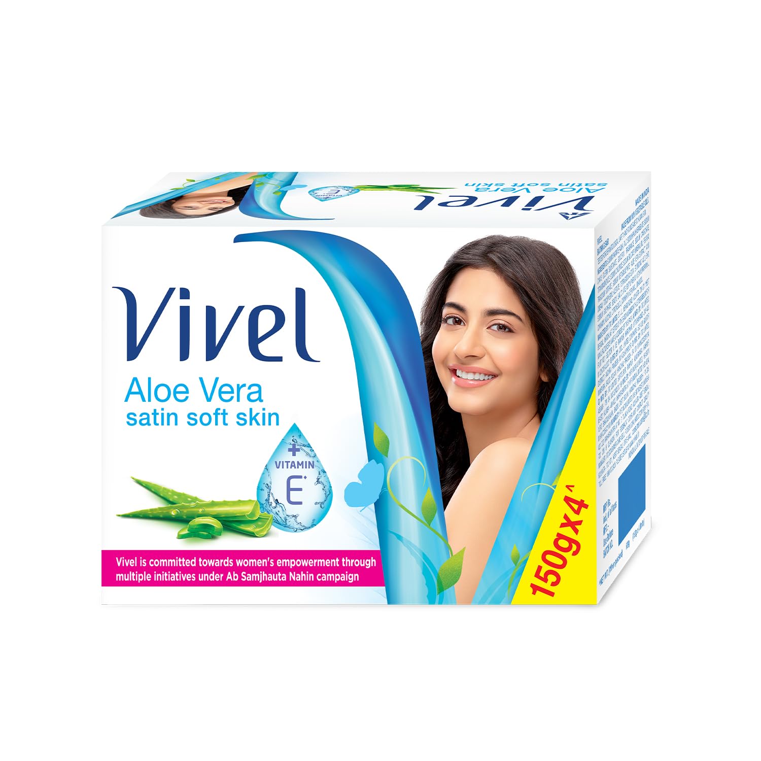 Vivel Aloe Vera & Vitamin E Bath Soap for Soft Glowing Skin - Refreshing Fragrance - 150g Combo Pack (4 Bars) | Lavender Almond Oil Body Wash Shower Gel - 400ml Liquid Refill Pouch - Moisturizing & Relaxing for Daily Shower & Spa Experience