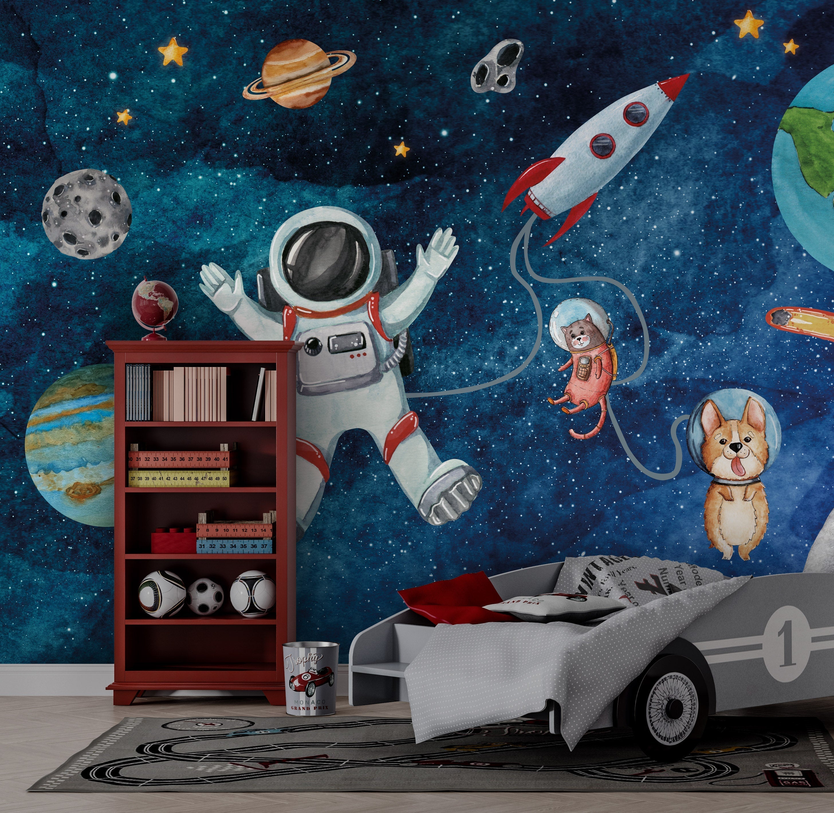 Astronaut Galaxy Wallpaper Mural - Space-Themed Wall Decor for Bedroom, Nursery & Office | Transform Your Space with Stellar Cosmic Design