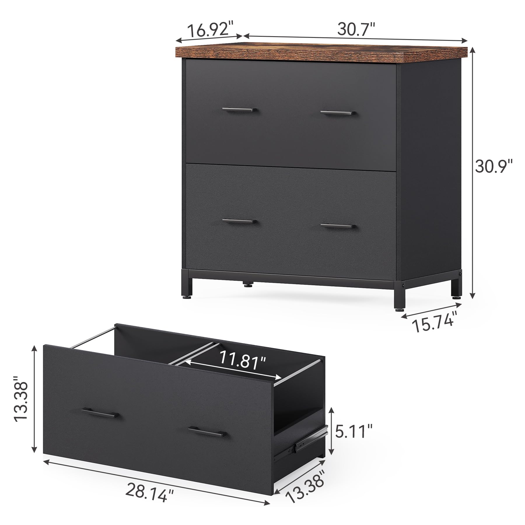 2-Drawer Lateral File Cabinet for Home Office - 30.7