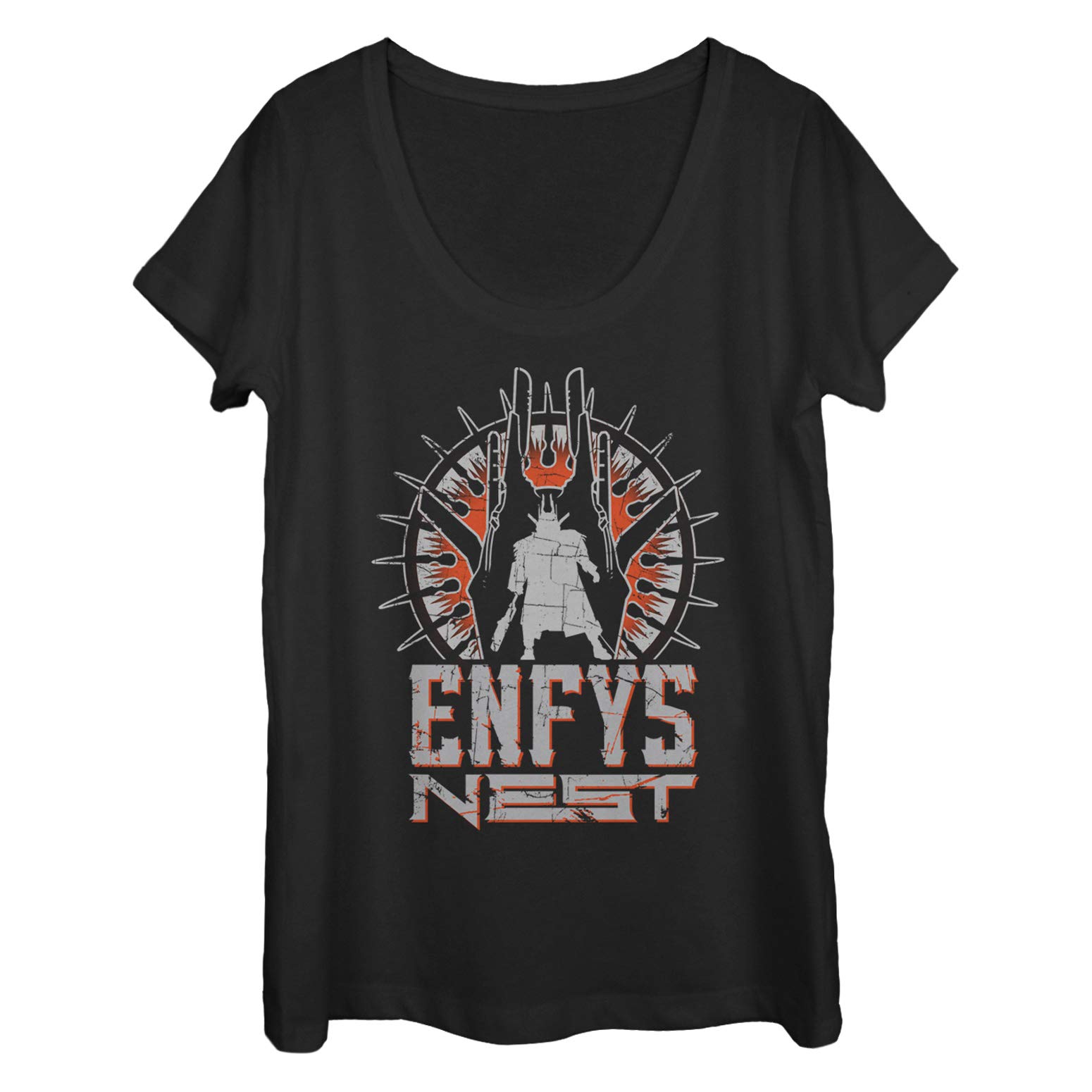 Star Wars Han Solo vs Enfys Nest Women's Graphic T-Shirt - Black Short Sleeve Tee for Fans - Large Size - Perfect for Cosplay, Conventions & Everyday Wear
