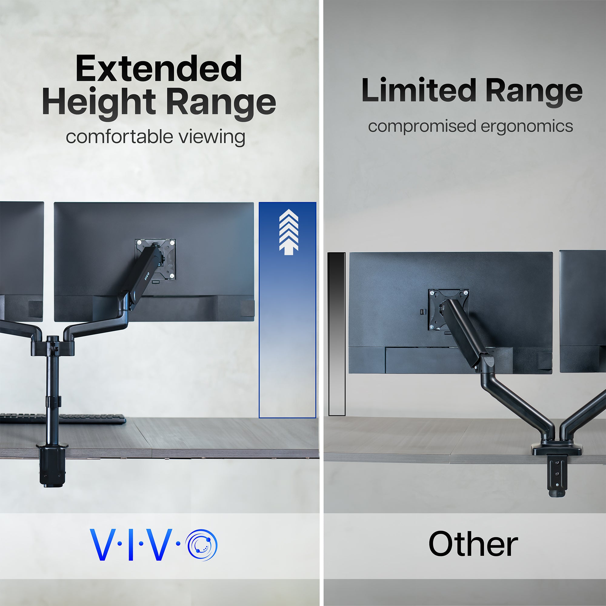 Adjustable Dual Monitor Arm Mount for 17 to 32 Inch Screens - Ergonomic Pneumatic Desk Stand for Home Office & Gaming Setup