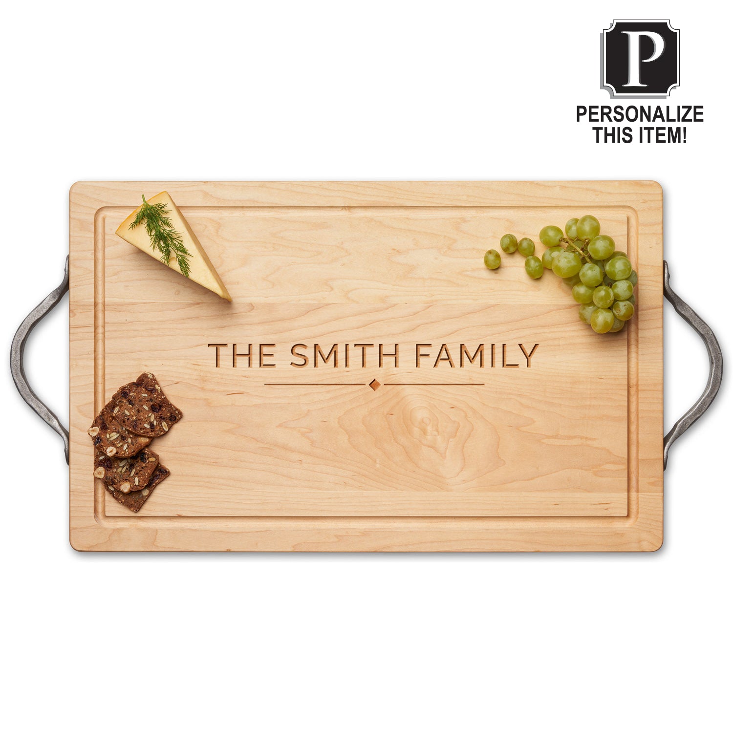 Personalized Maple Wood Cutting Board & Cheese Board - 24 x 15 Inches - Engraved Kitchen Gift for Housewarming, Wedding & Entertaining - Perfect for Charcuterie, Serving & Food Prep