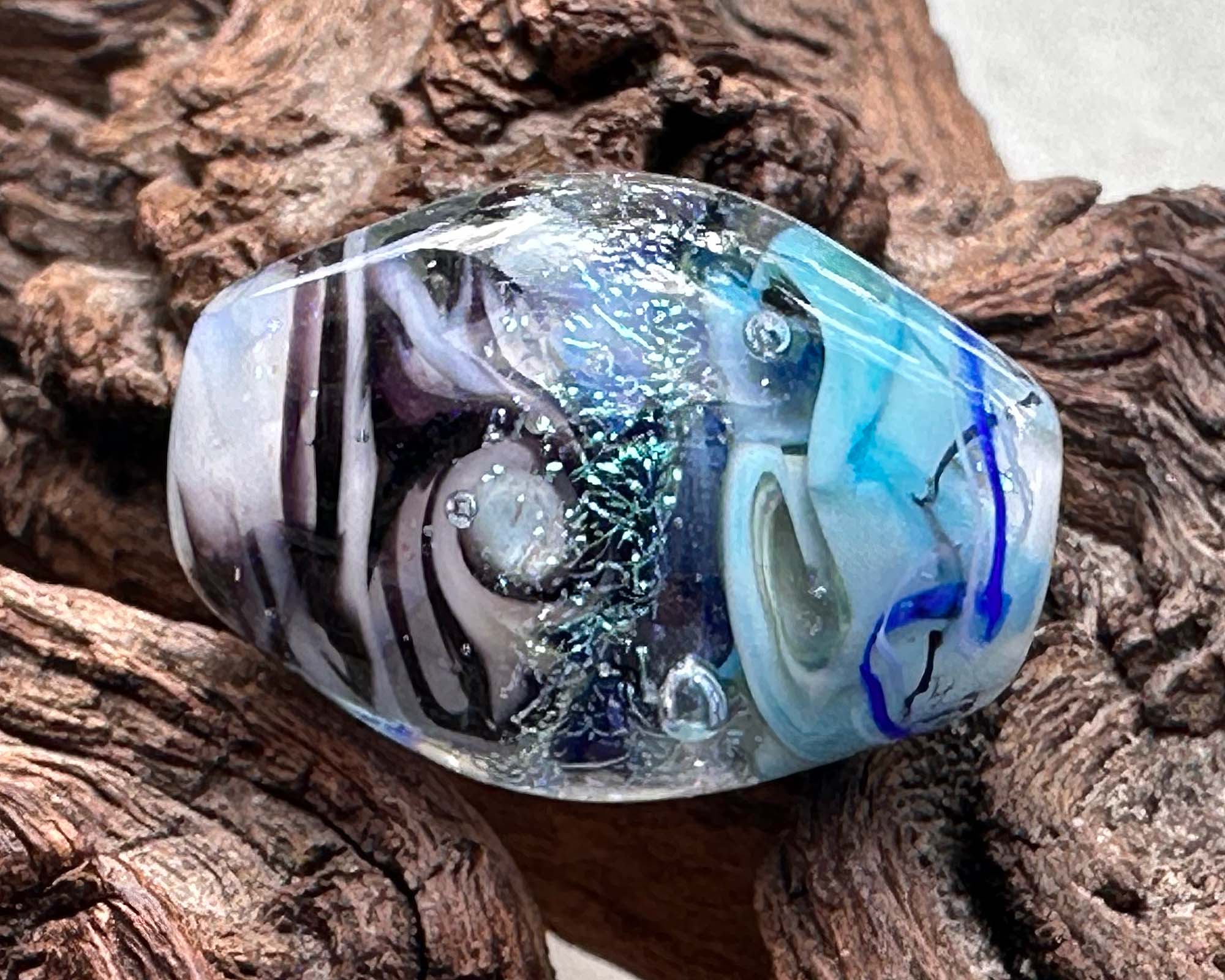 Dichroic Glass Lampwork Focal Bead for Jewelry Making - Swirling Waters Design - Handmade Artisan Bead for Necklaces, Bracelets & DIY Crafts