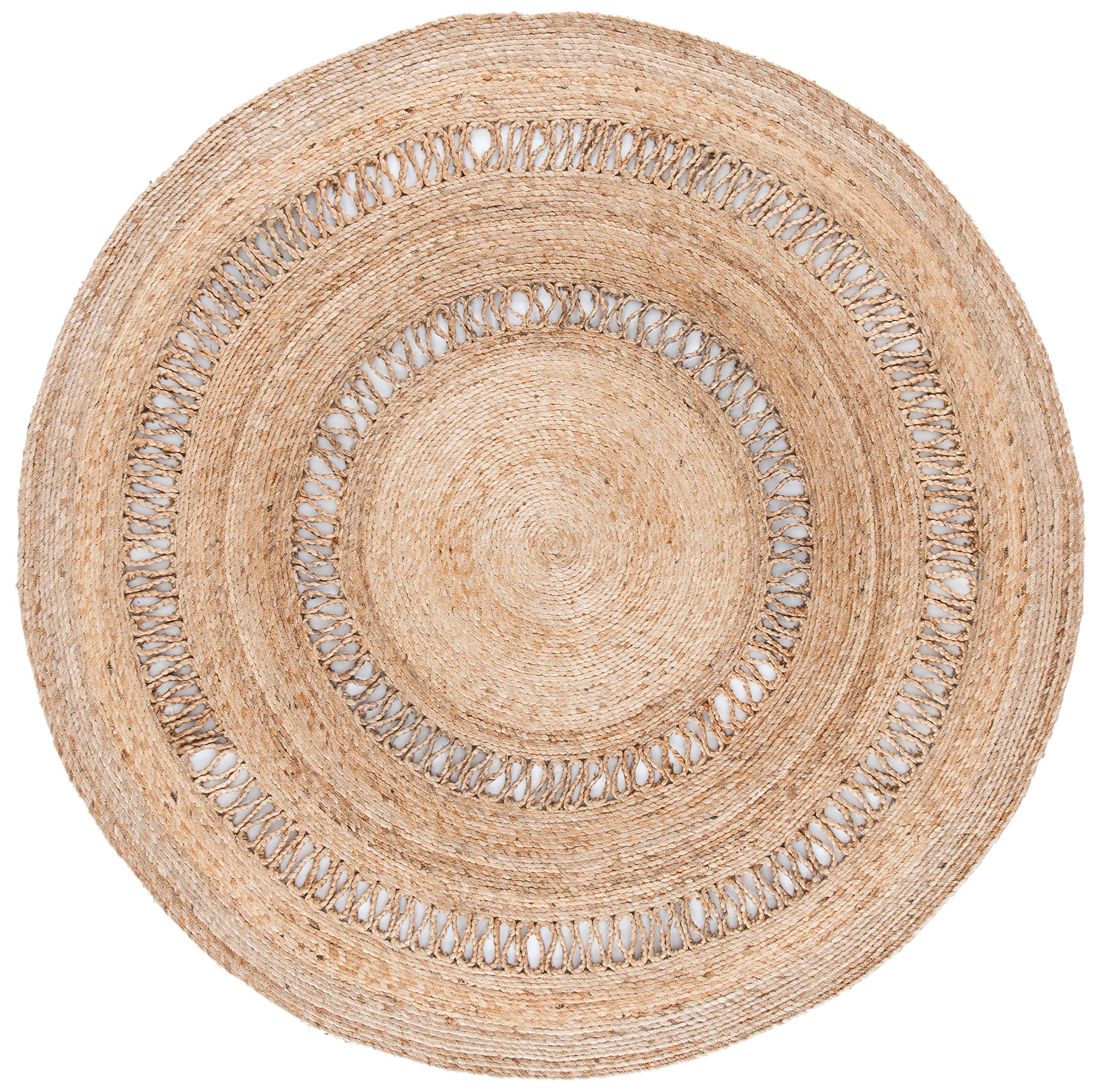 SAFAVIEH Natural Fiber Handmade Jute Area Rug - 6' Round Boho Country Charm, Eco-Friendly Floor Mat for Living Room, Bedroom & High Traffic Areas | Perfect for Farmhouse, Coastal & Bohemian Decor (NFB254A)