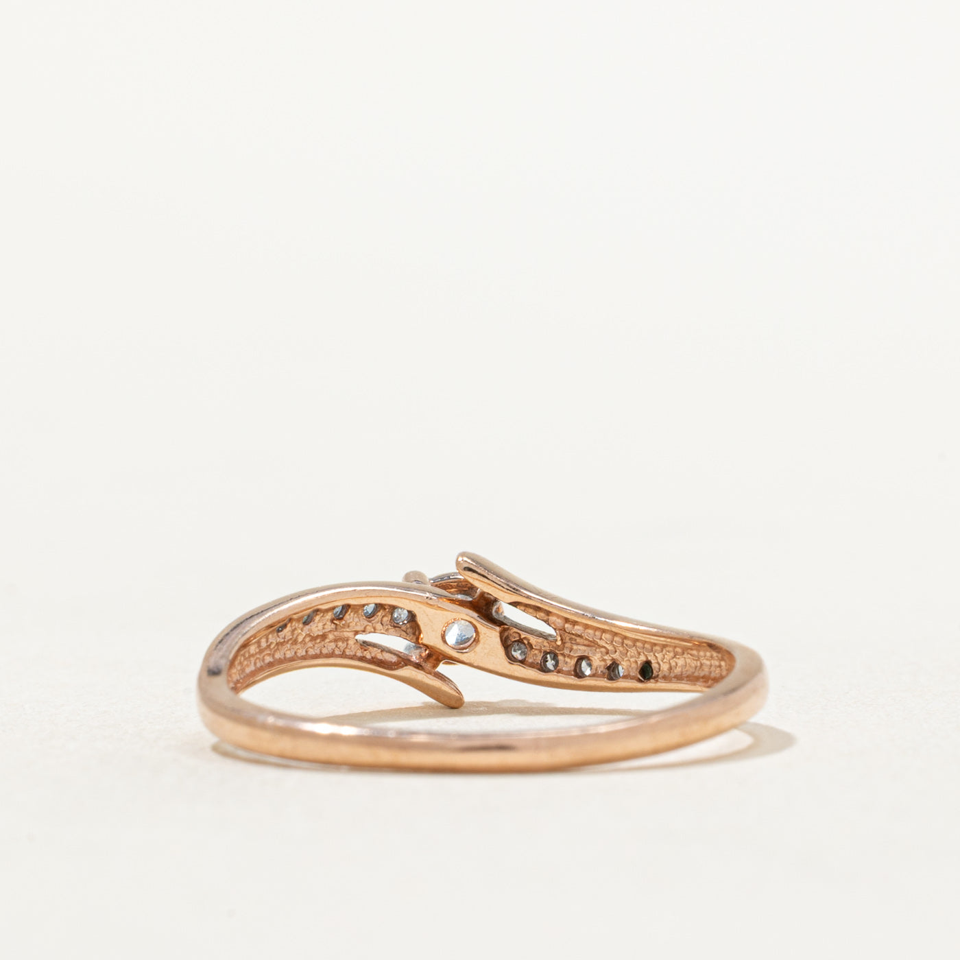 Rose Gold Diamond Bypass Ring - 0.10 Carat Total Weight (0.10ctw) - Size 7.75 - Elegant Wedding Band, Anniversary Gift for Her, Perfect for Bridal Jewelry & Special Occasions