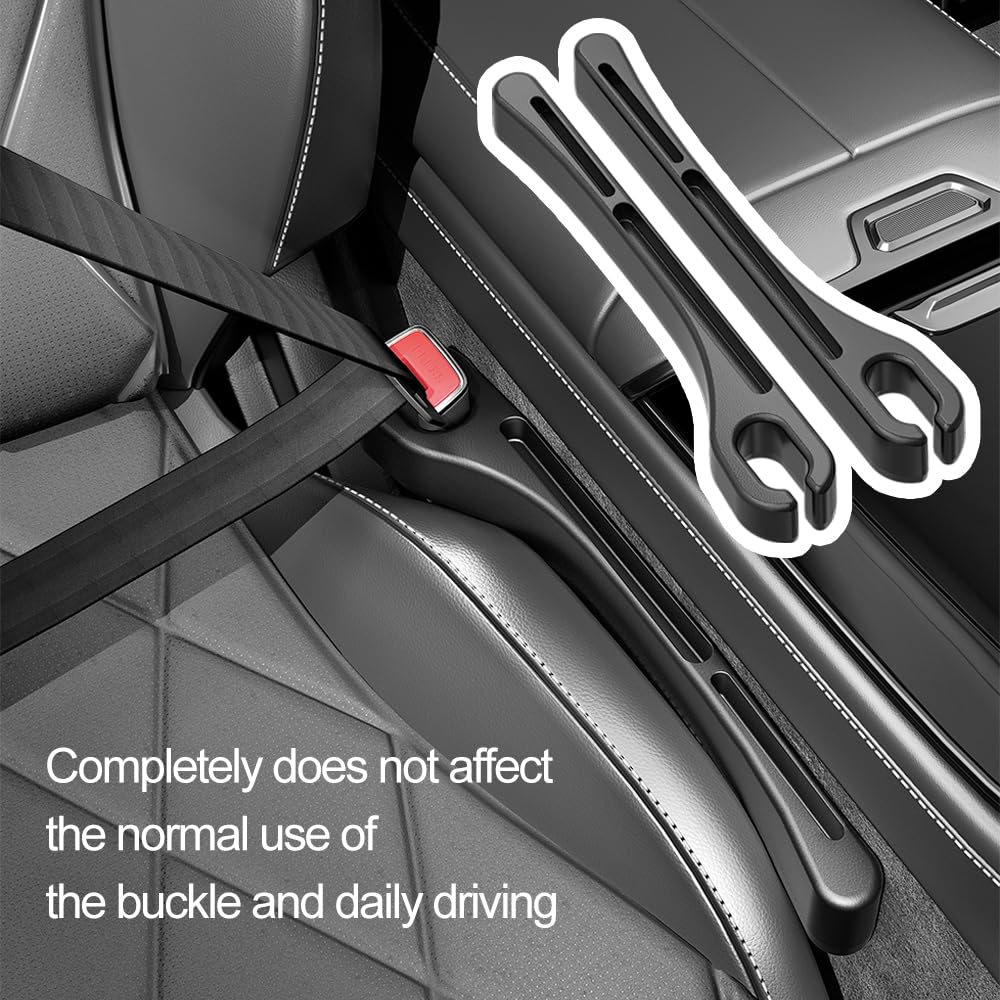 2PCS Car Seat Gap Filler with Phone Holder - Universal Car Organizer for Preventing Items Falling (Black) - Perfect for Road Trips & Daily Commute