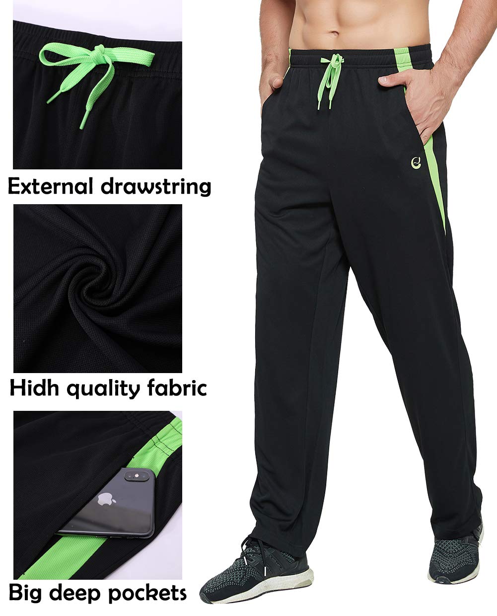 Men's Athletic Sweatpants with Pockets - Open Bottom Joggers for Workout, Running & Exercise | Comfortable Gym Pants for Training, Casual Wear & Lounge