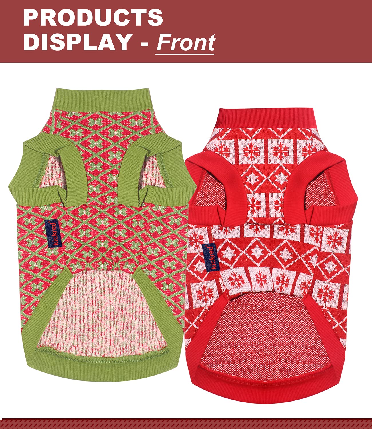 2 Pack Dog Sweaters - Warm Knit Pullover Vest with Leash Hole for Small Medium Large Dogs | Winter Fall Pet Clothing & Christmas Costume Outfits | Perfect for Cold Weather Walks and Holiday Photos