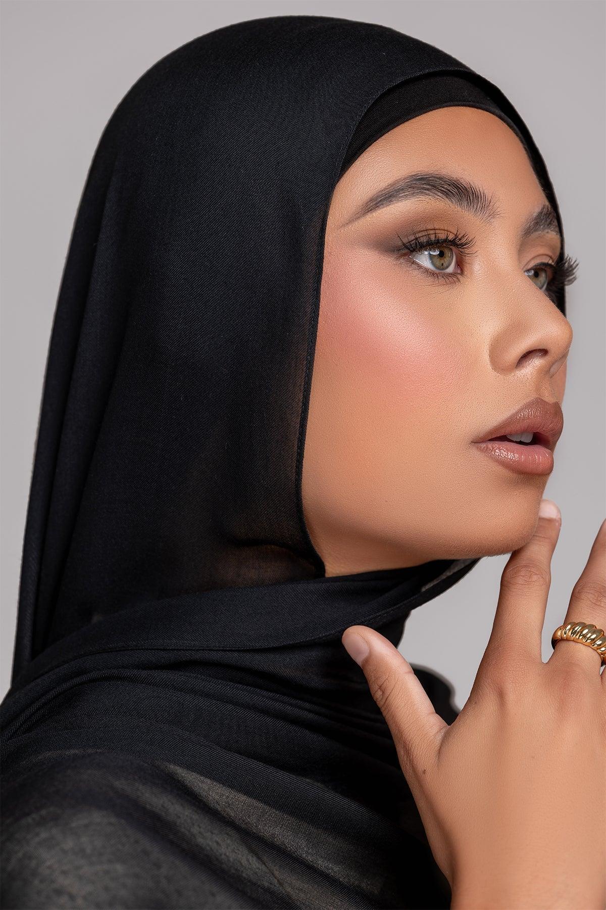 Stylish Black Modal Matching Hijab Set for Women - Perfect for Daily Wear, Prayer, and Special Occasions