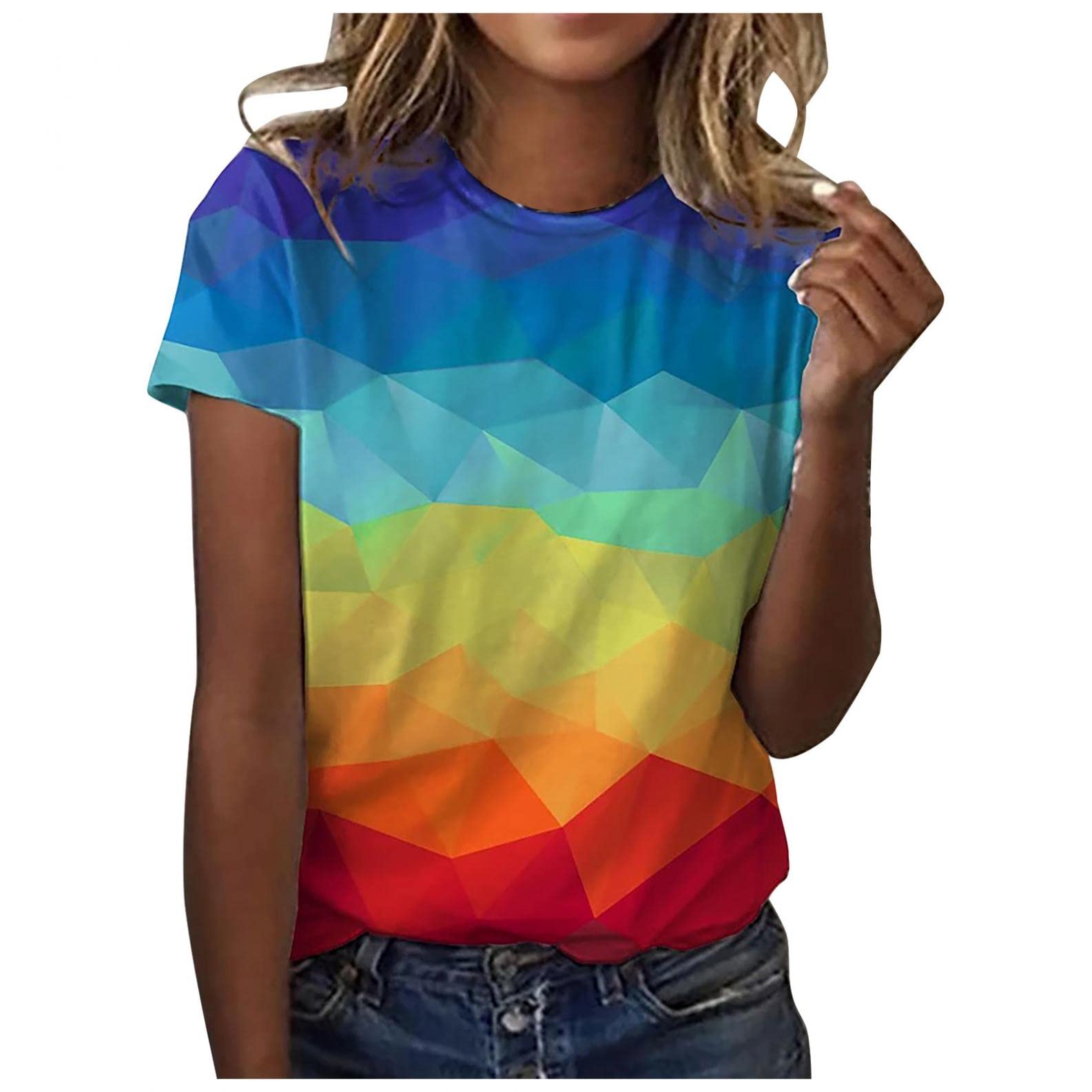 Plus Size Women's Cute Printed Short Sleeve Crew Neck T-Shirt - Casual Loose Blouse for Everyday Wear, Summer Outfits & Street Style Fashion