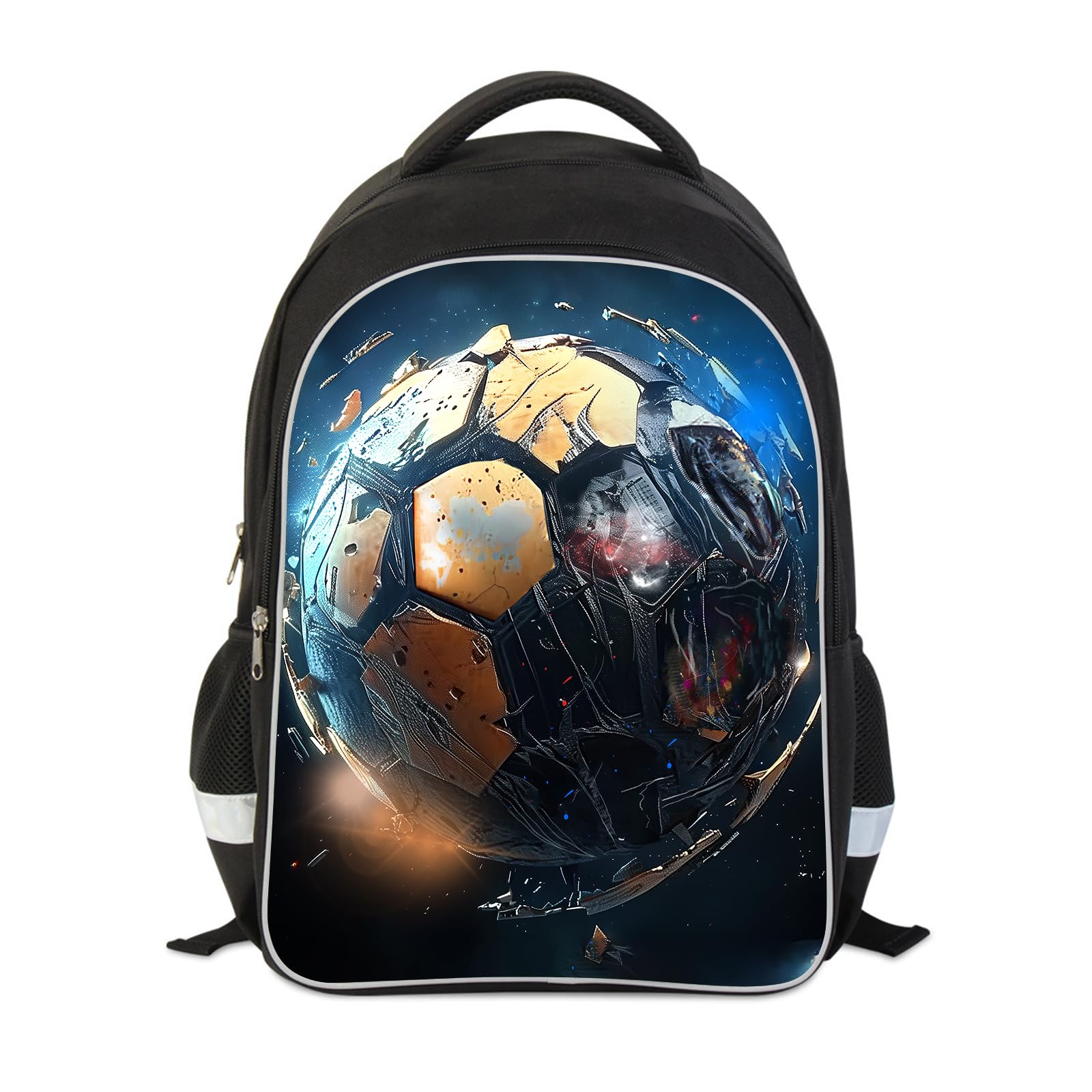 **Kids Soccer Print Backpack - Lightweight Waterproof School Bookbag with Side Pocket, Laptop Compartment - Perfect for School, Travel & Sports Gifts**